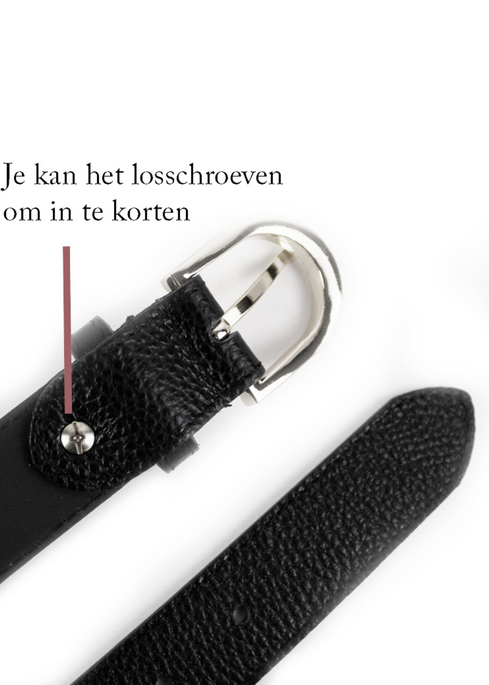 Lederen riem | Zwart - Zilver