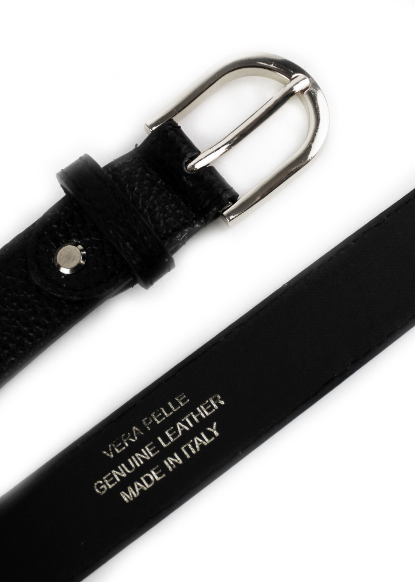 Lederen riem | Zwart - Zilver
