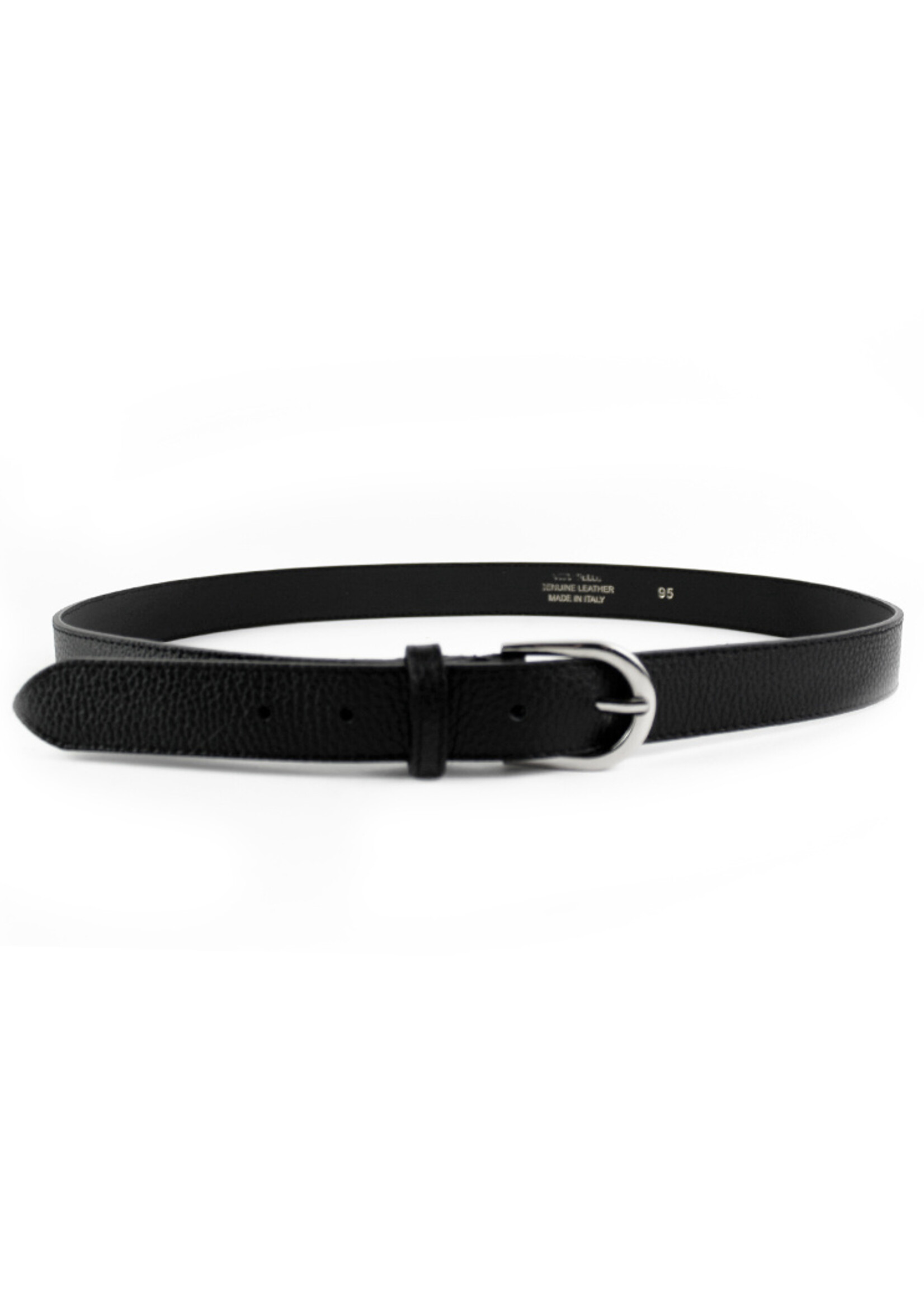 Lederen riem | Zwart - Zilver
