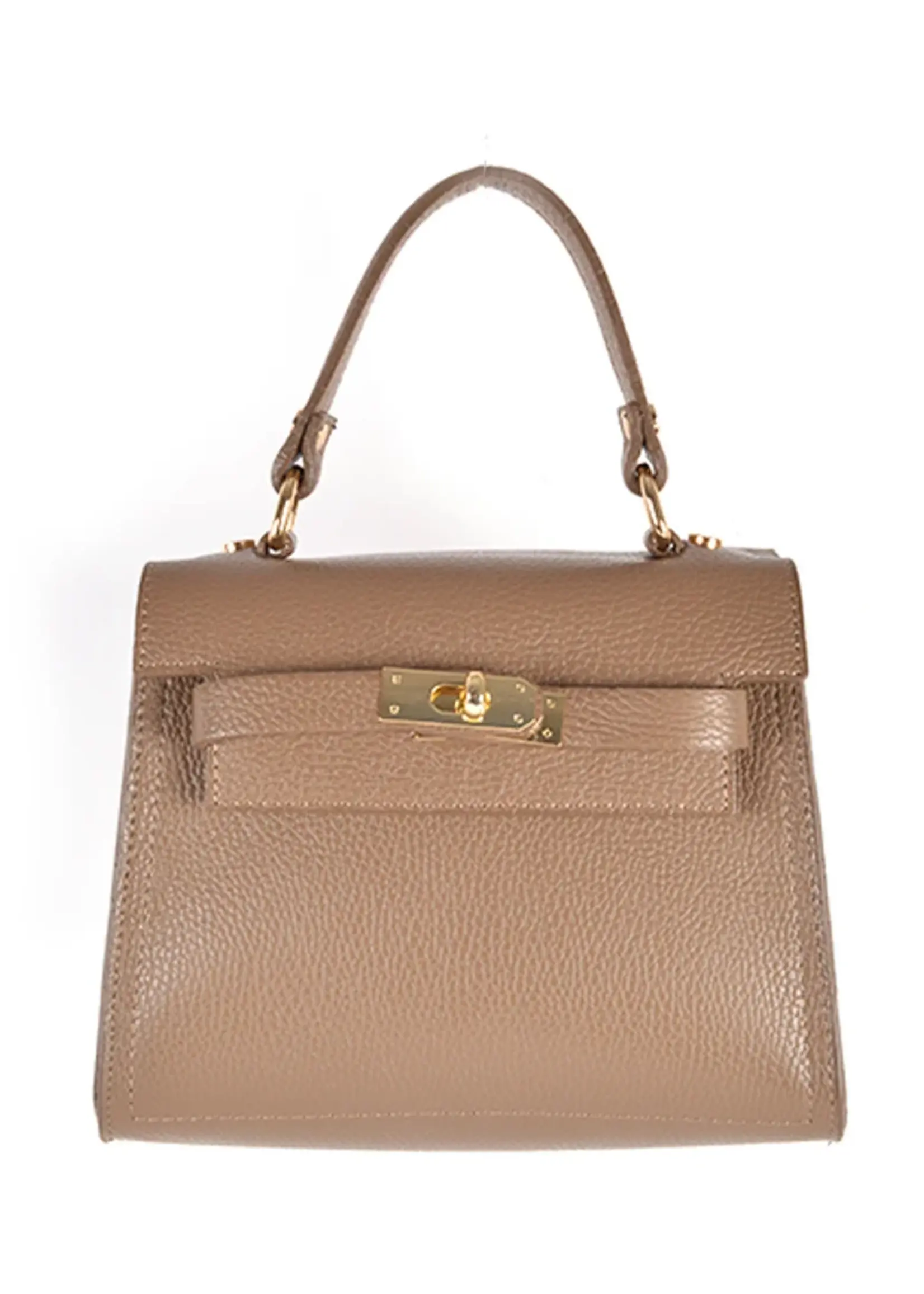 Leren handtas | Renske | Donker taupe