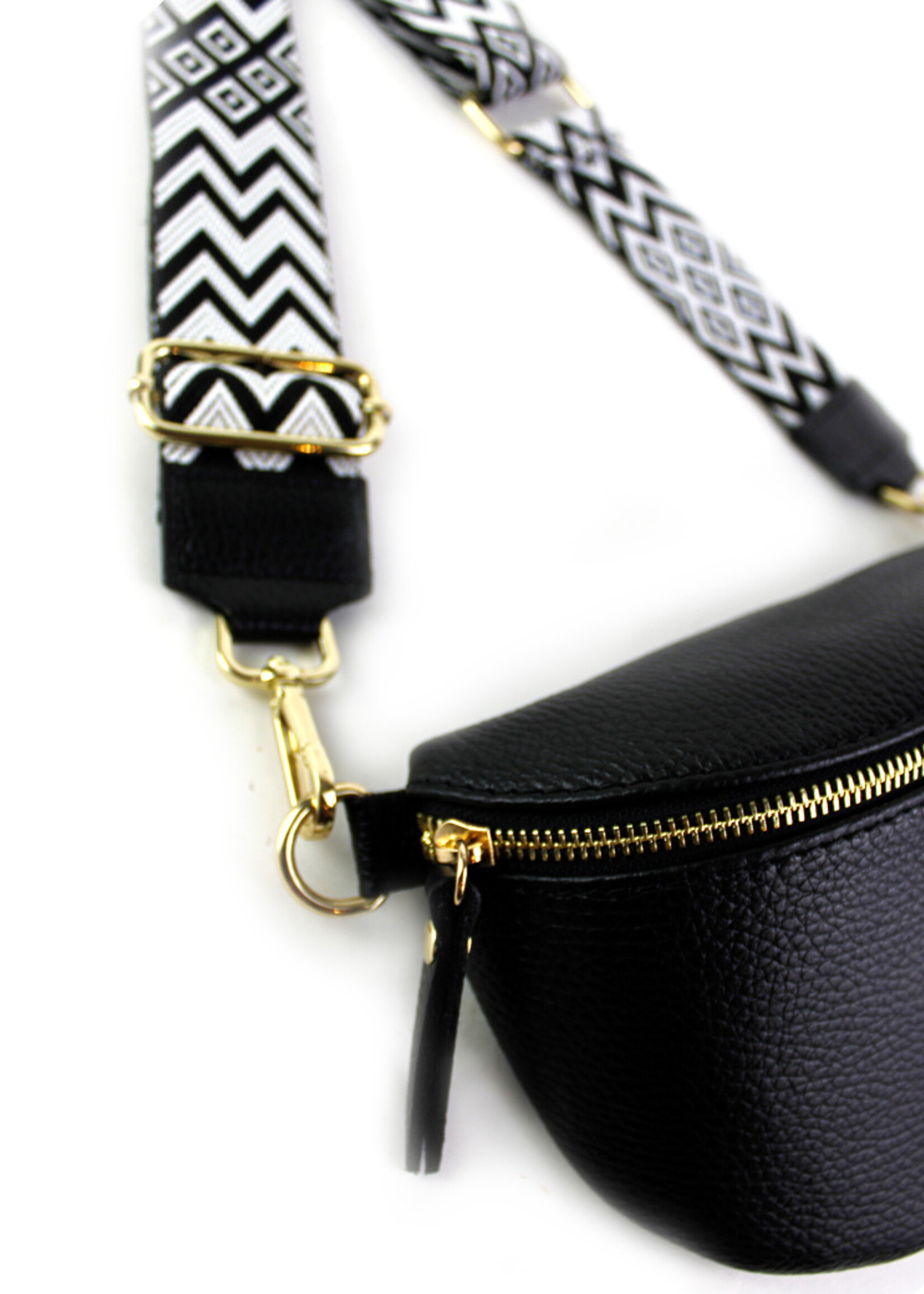 Leren heuptas | Bumbag SET | Zwart | Zigzag | MEDIUM