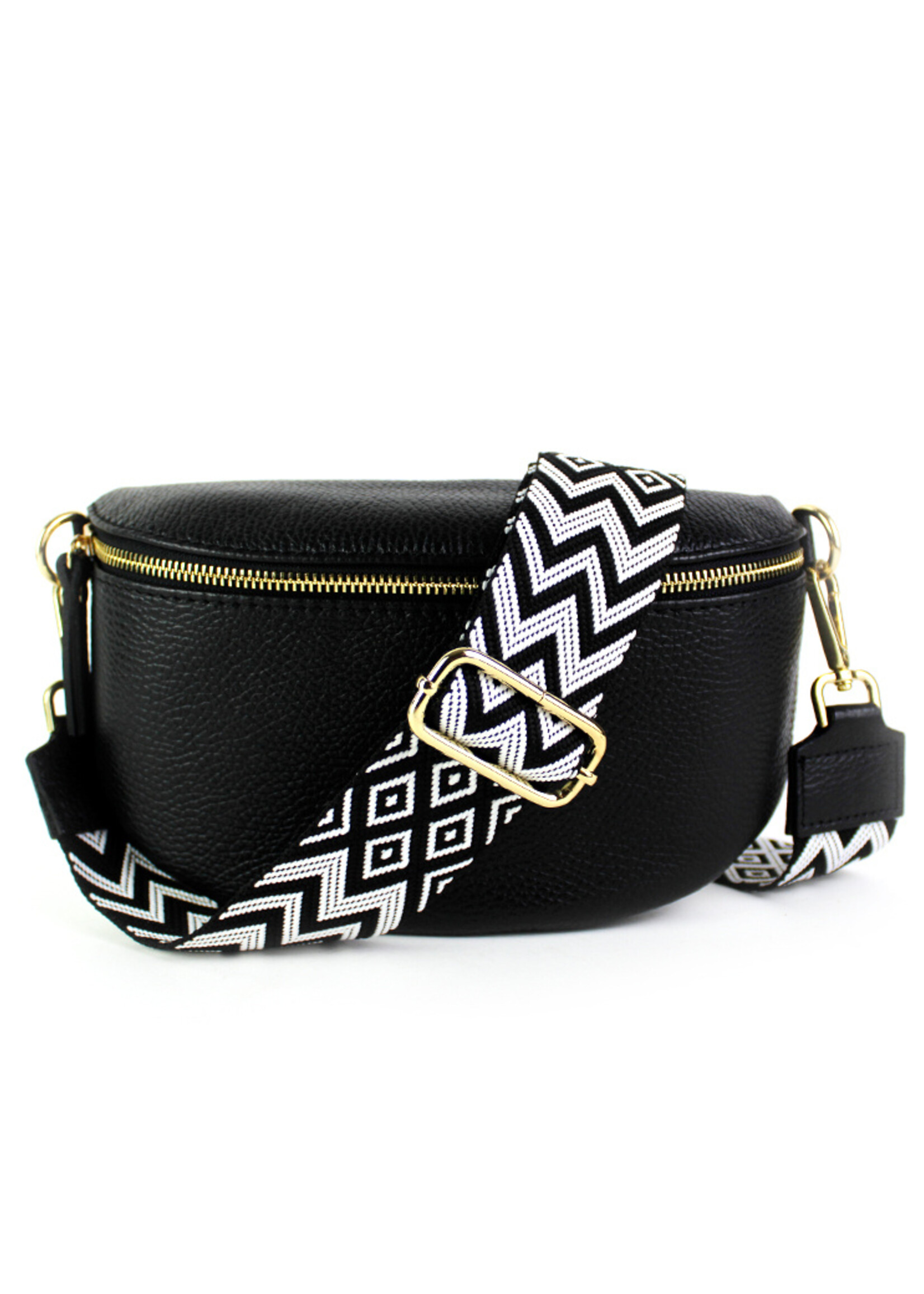 Leren heuptas | Bumbag SET | Zwart | Zigzag | MEDIUM