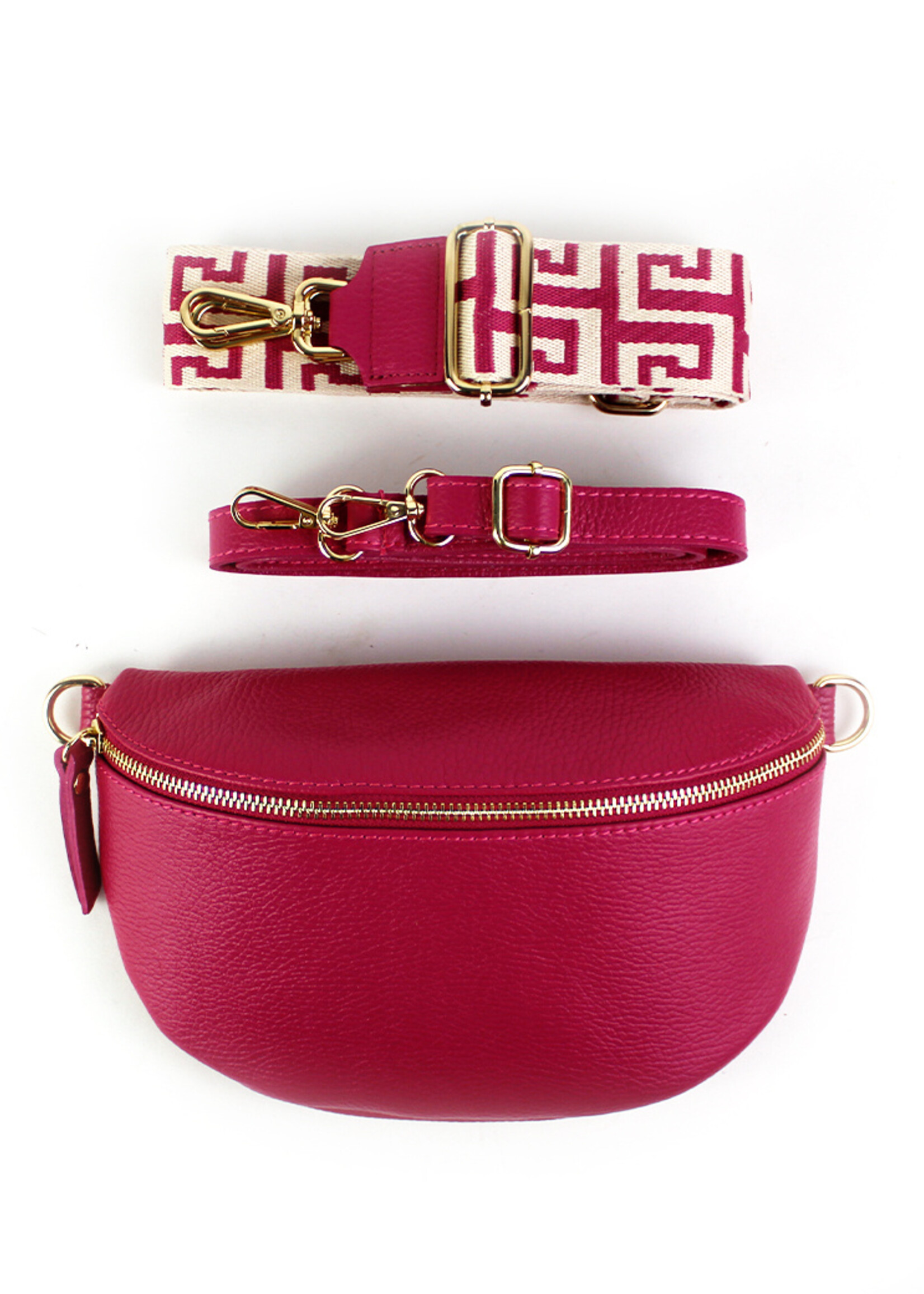 Leren heuptas | Bumbag SET | Fuchsia | Monochroom | MEDIUM