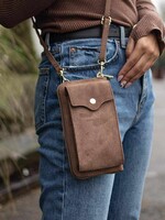 Suede Portemonnee en Telefoontasje in 1  | KYLA -  Taupe