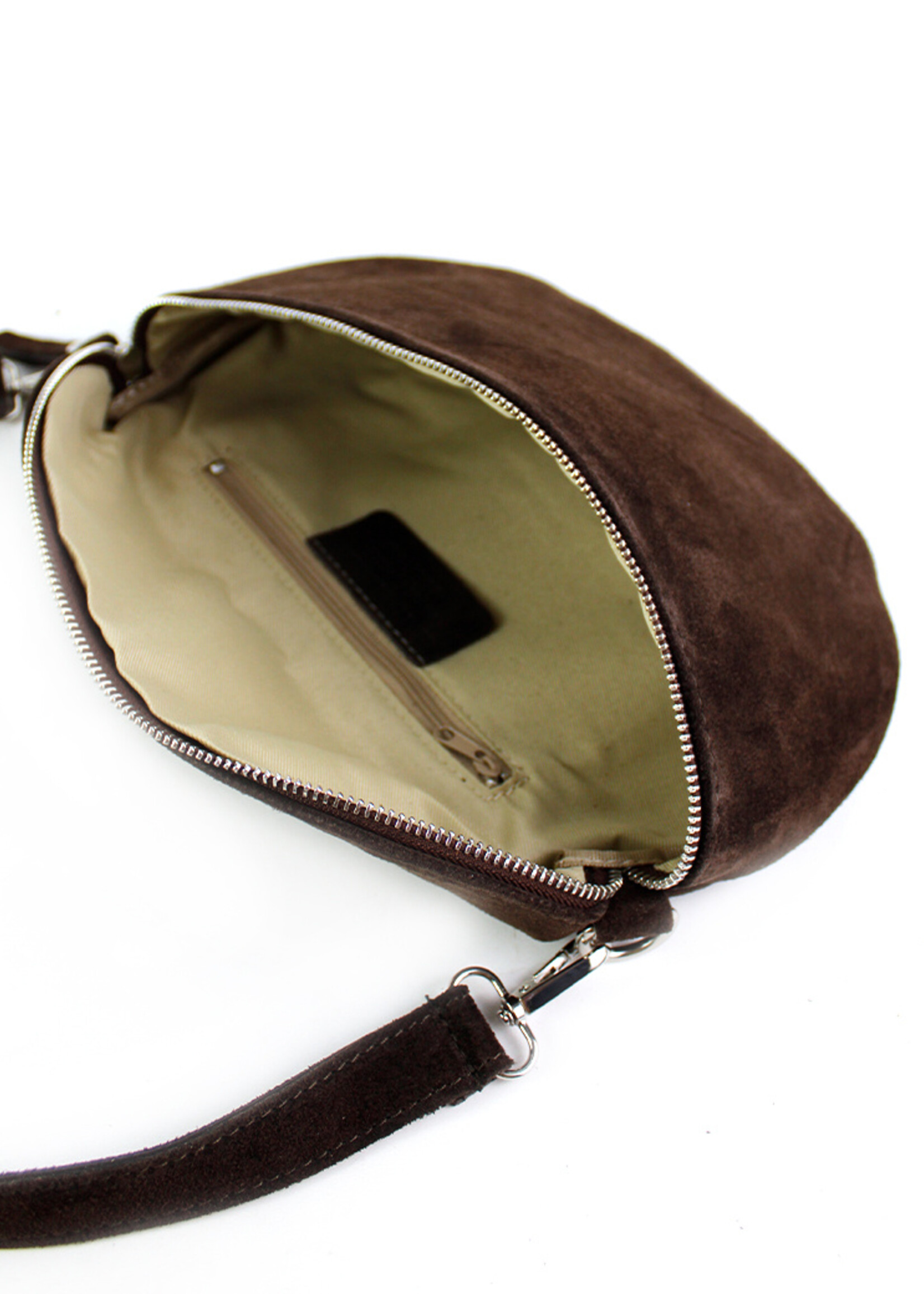 Suède Leren heuptas | Bumbag | Koffie | Maat - L