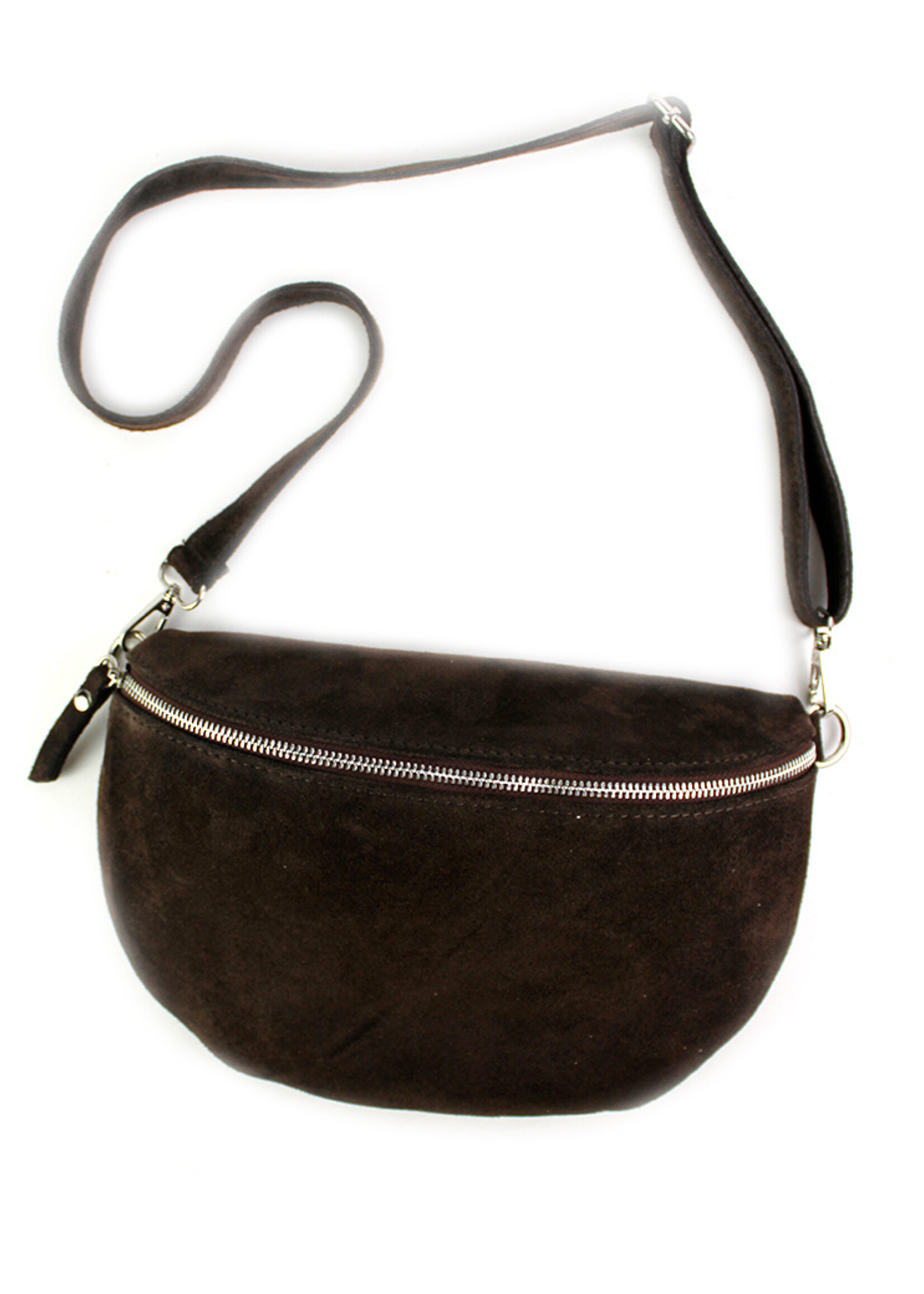 Suède Leren heuptas | Bumbag | Koffie | Maat - L