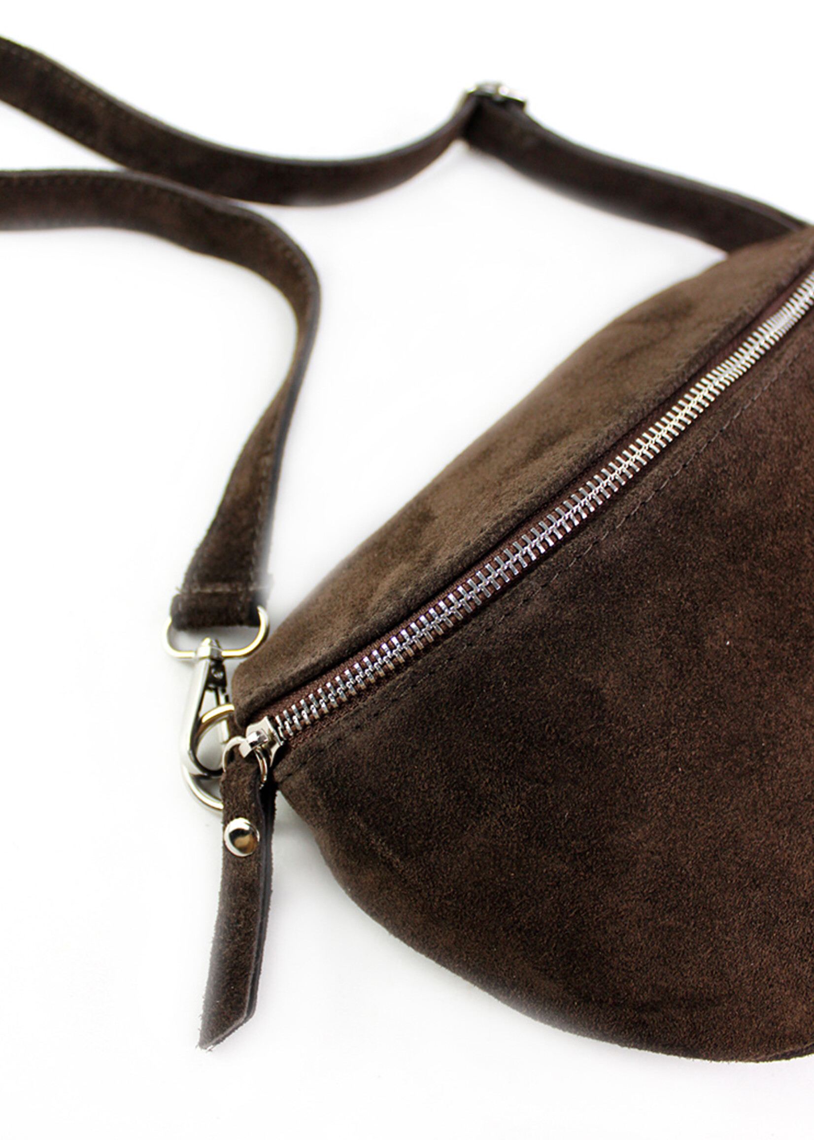 Suède Leren heuptas | Bumbag | Koffie | Maat - L