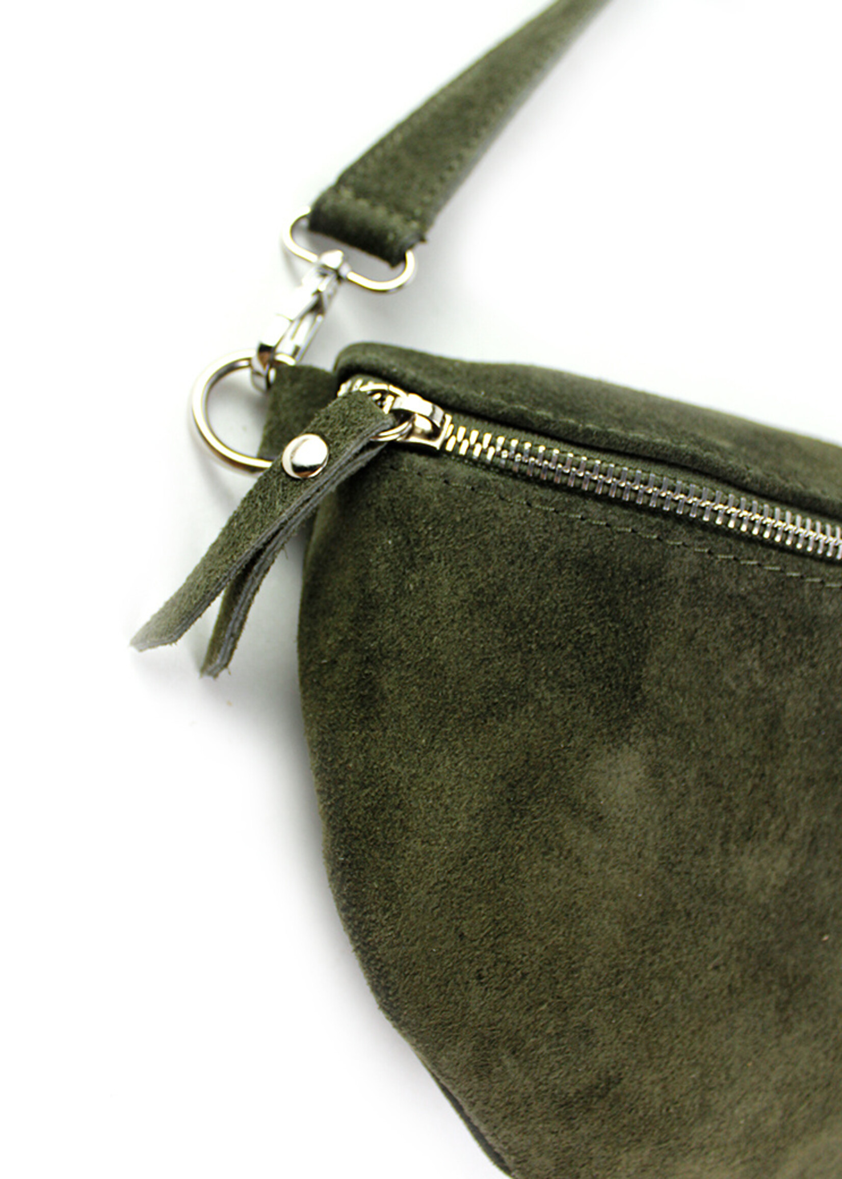 Suède Leren heuptas | Bumbag | Olijfgroen | Maat - L