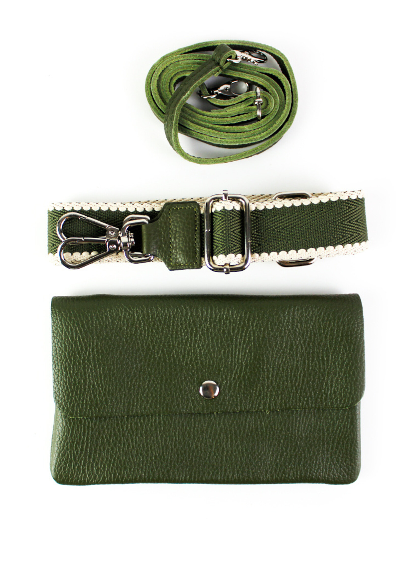 Leren schoudertas Marèn SET UNI | Olijfgroen