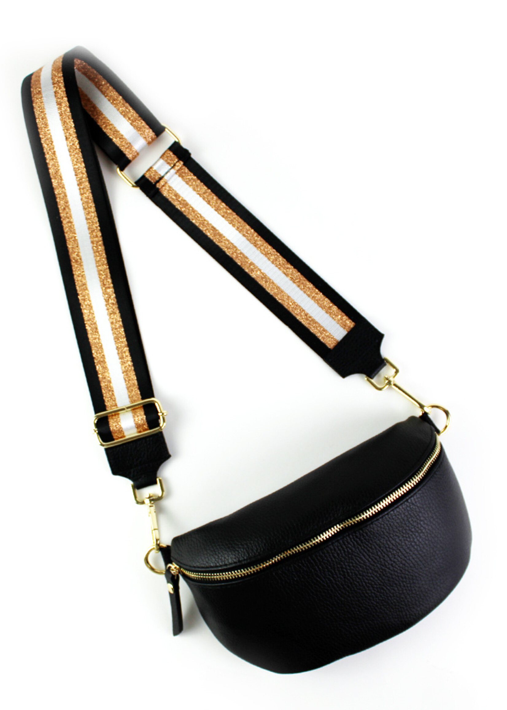 Leren heuptas | Bumbag SET | Zwart | Metallic | MEDIUM