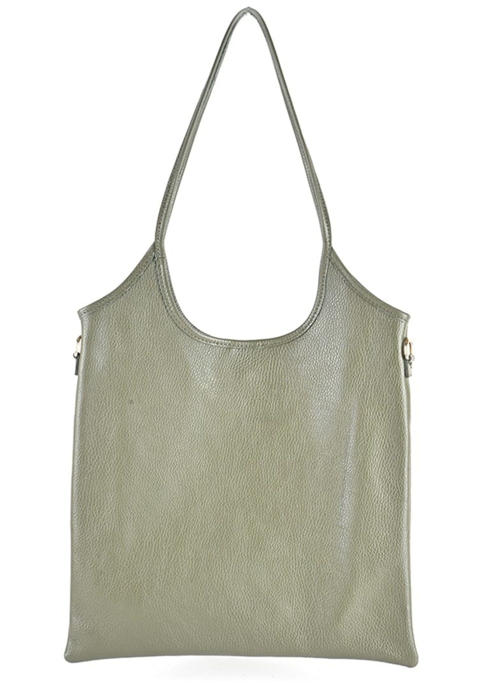 Leren shopper | Liesbeth | Olijfgroen