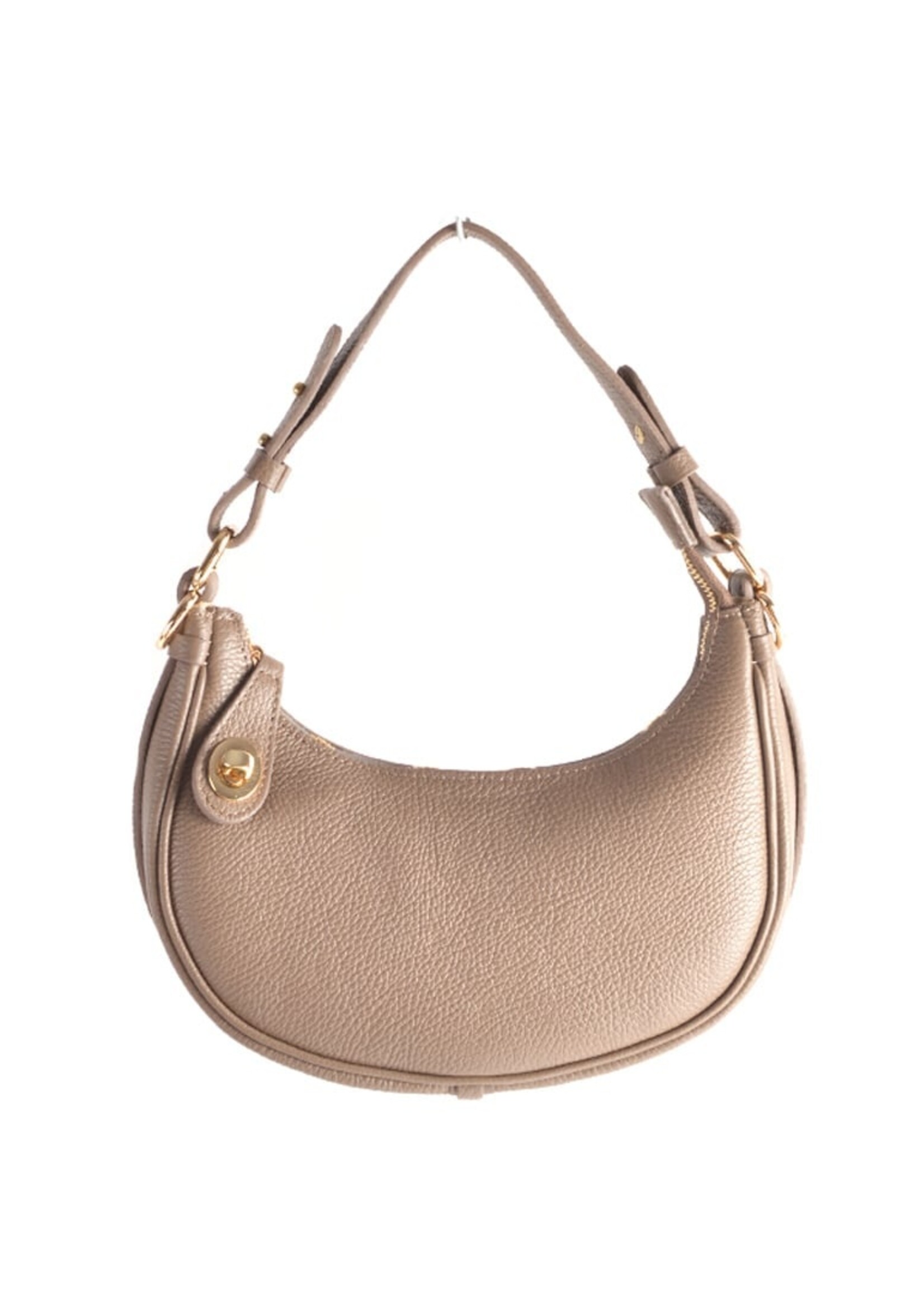 Leren schoudertas | Roeline | Donkertaupe