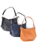 Leren schoudertas | Lara | Zwart-Donkerblauw-Camel