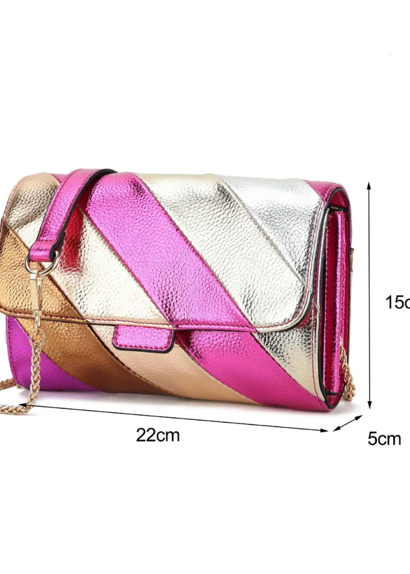 Kunstlederen rainbow clutch/schoudertas metallic | Zwart