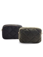 Suede Schoudertas | Cindy | Zwart-Donkergroen