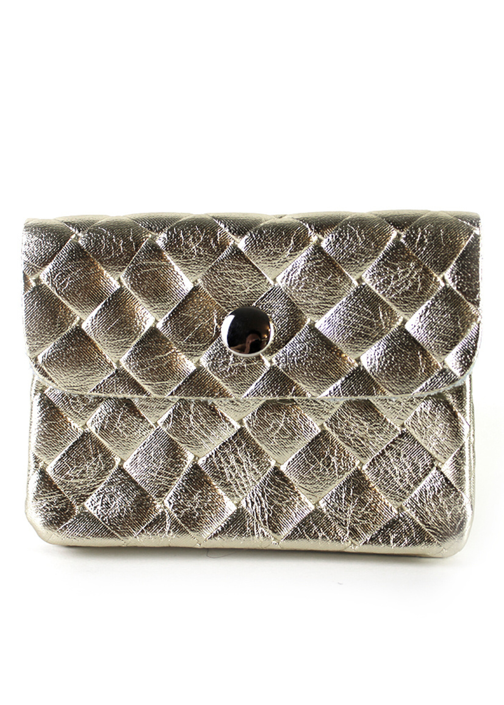 Leren metallic portemonnee | Gevlochten | Meerdere kleuren