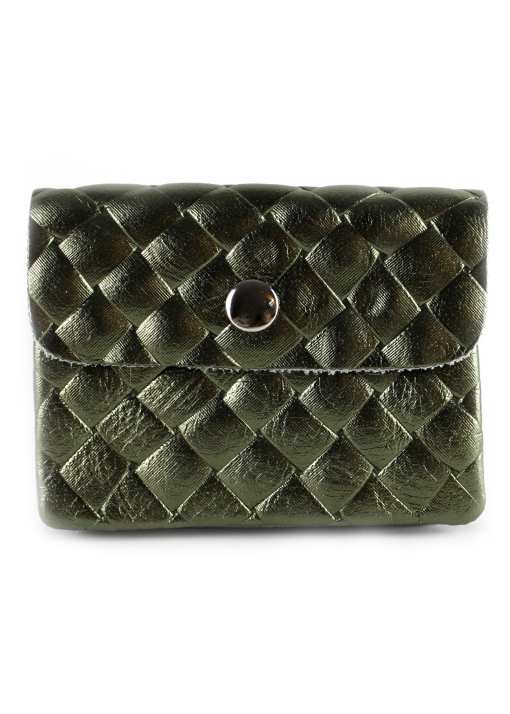 Leren metallic portemonnee | Gevlochten | Meerdere kleuren
