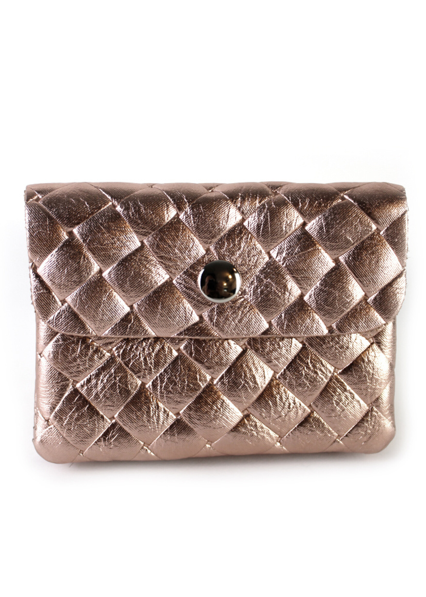 Leren metallic portemonnee | Gevlochten | Meerdere kleuren