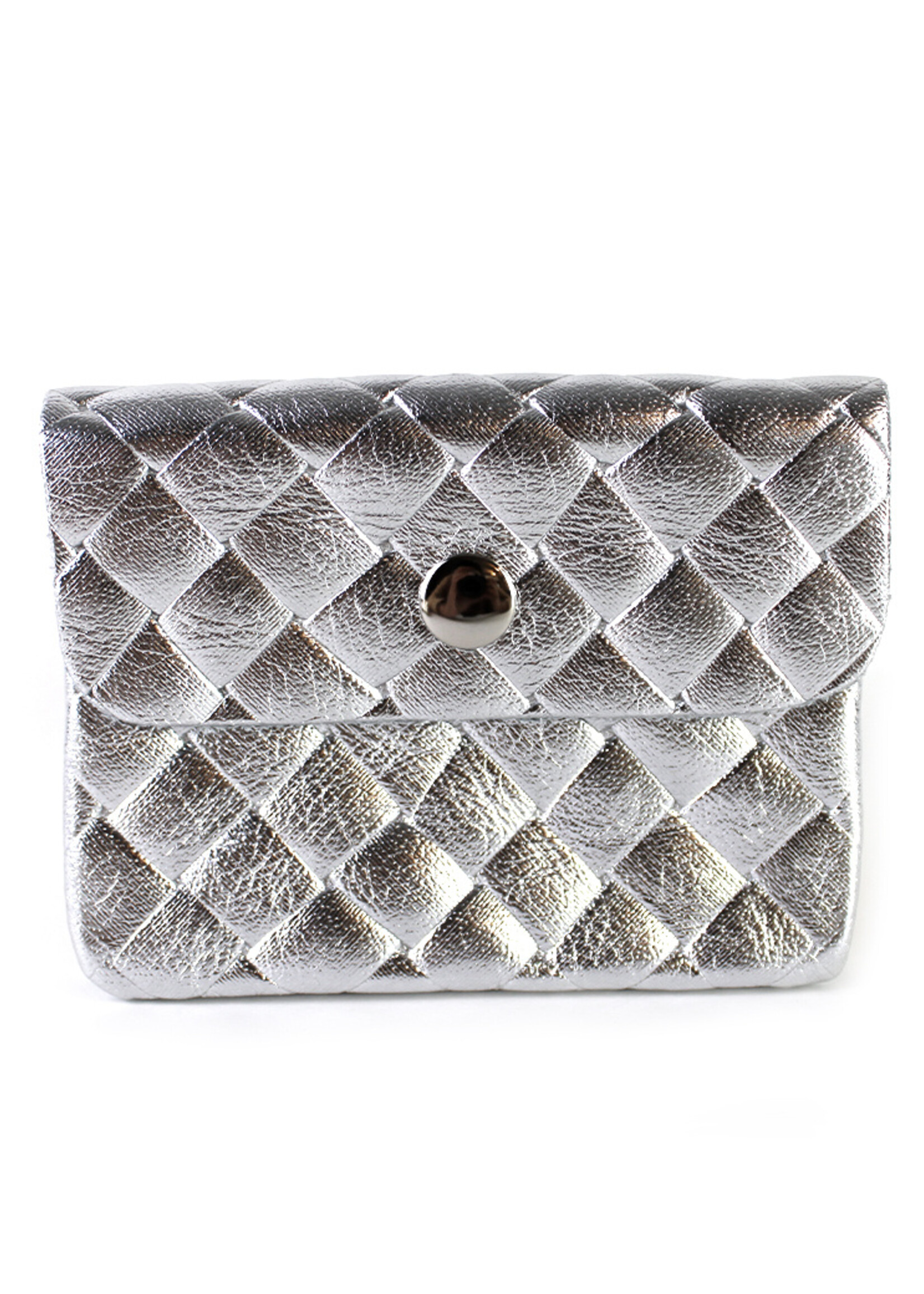 Leren metallic portemonnee | Gevlochten | Meerdere kleuren