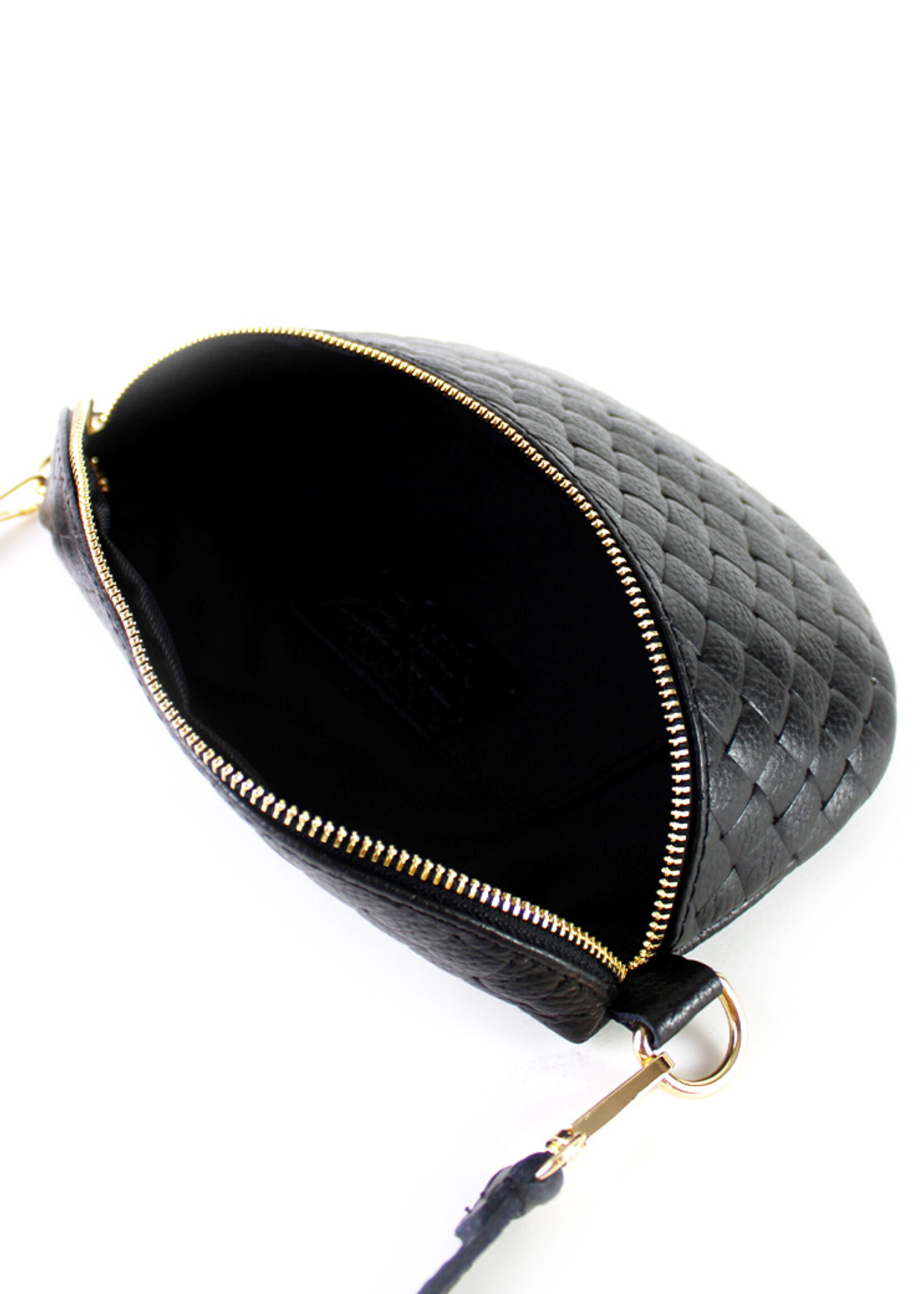 Leren heuptas | Bumbag | Gevlochten | Medium | Zwart
