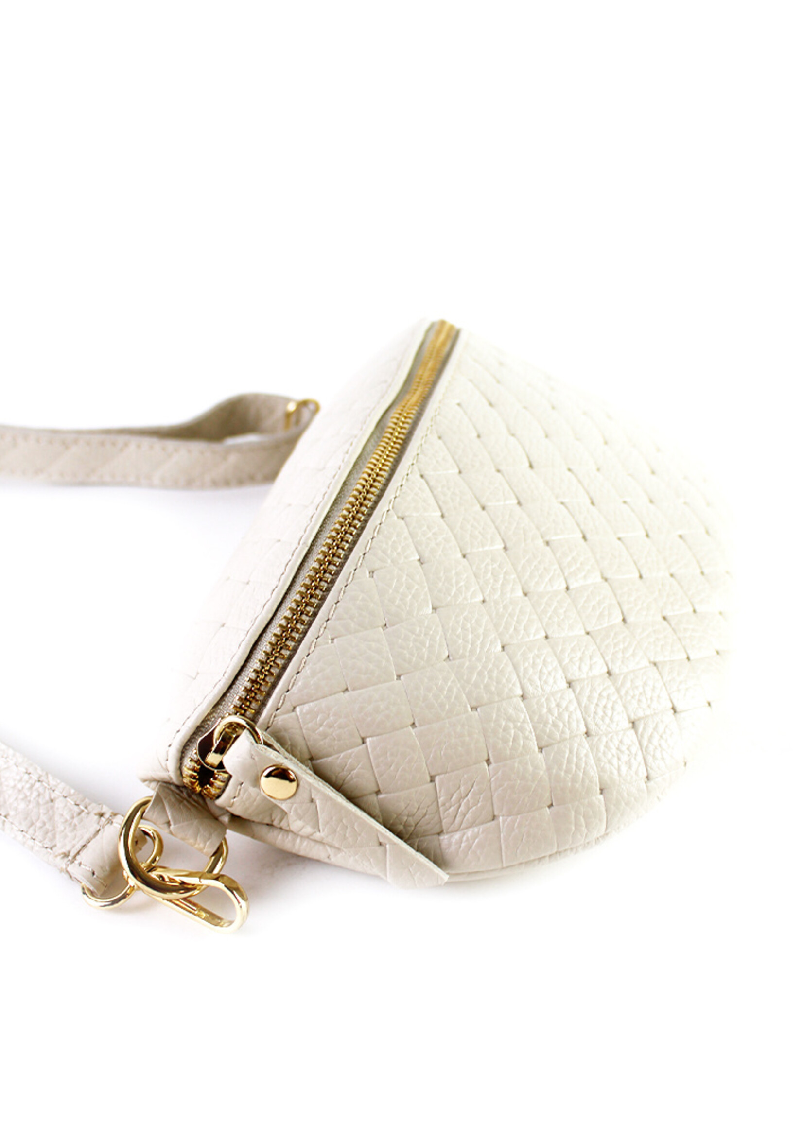 Leren heuptas | Bumbag | Gevlochten | Medium | Beige
