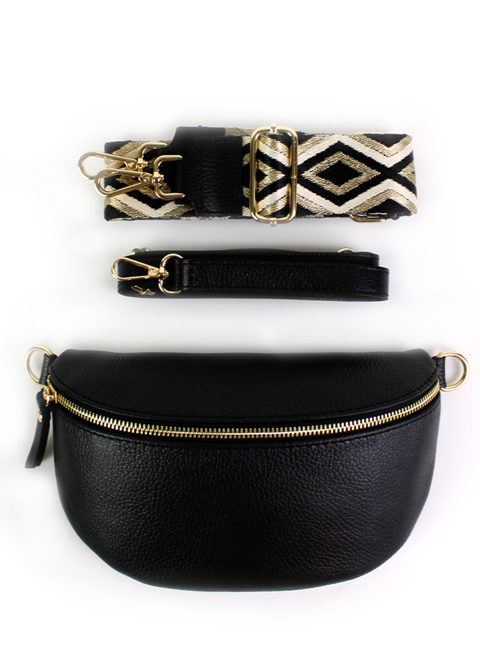 Leren heuptas | Bumbag SET | Zwart | Ibiza | MEDIUM