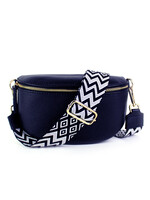 Leren heuptas | Bumbag SET | Donkerblauw | Zigzag | MEDIUM