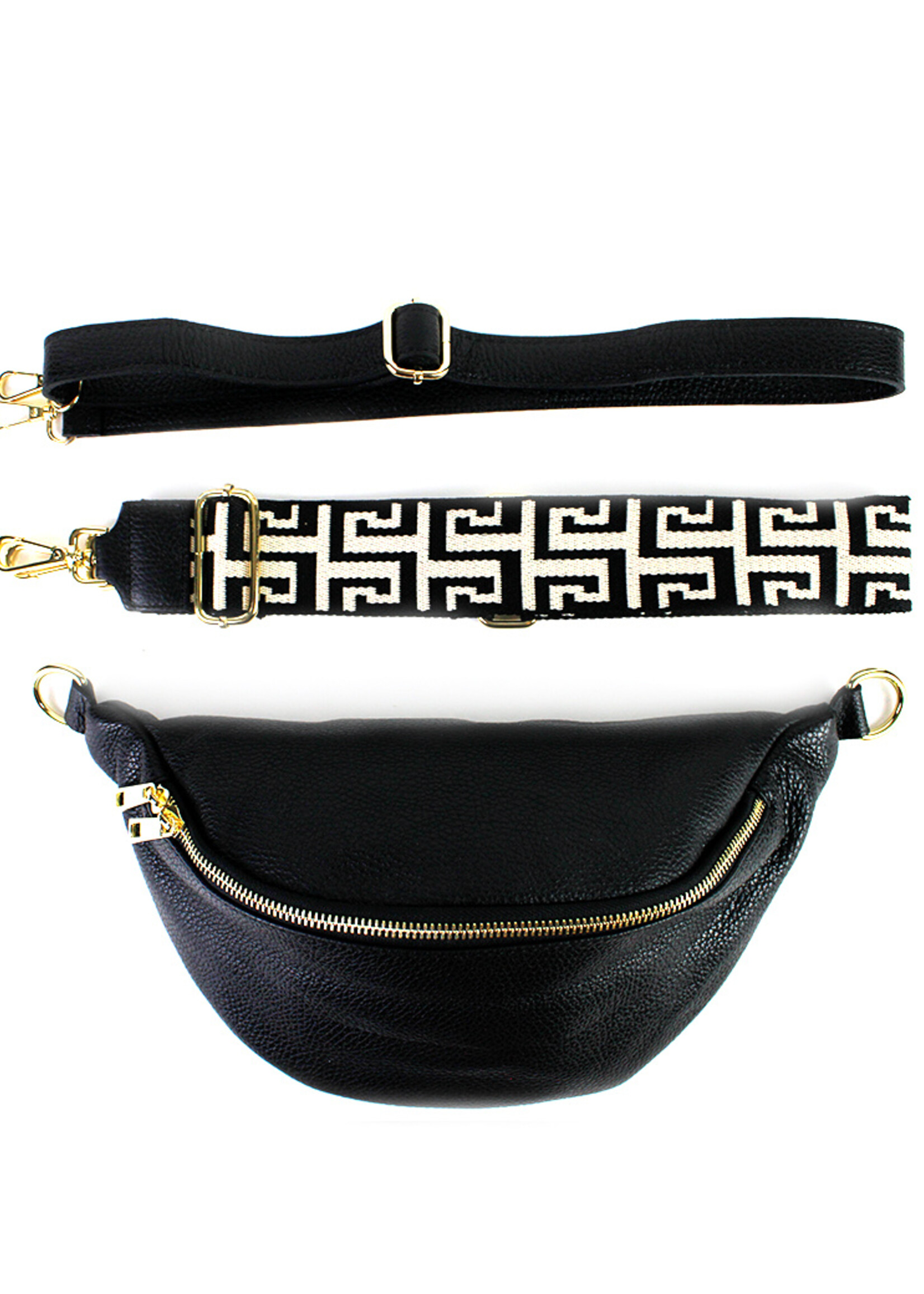 Leren heuptas Yumi Zwart - SET MONOCHROOM