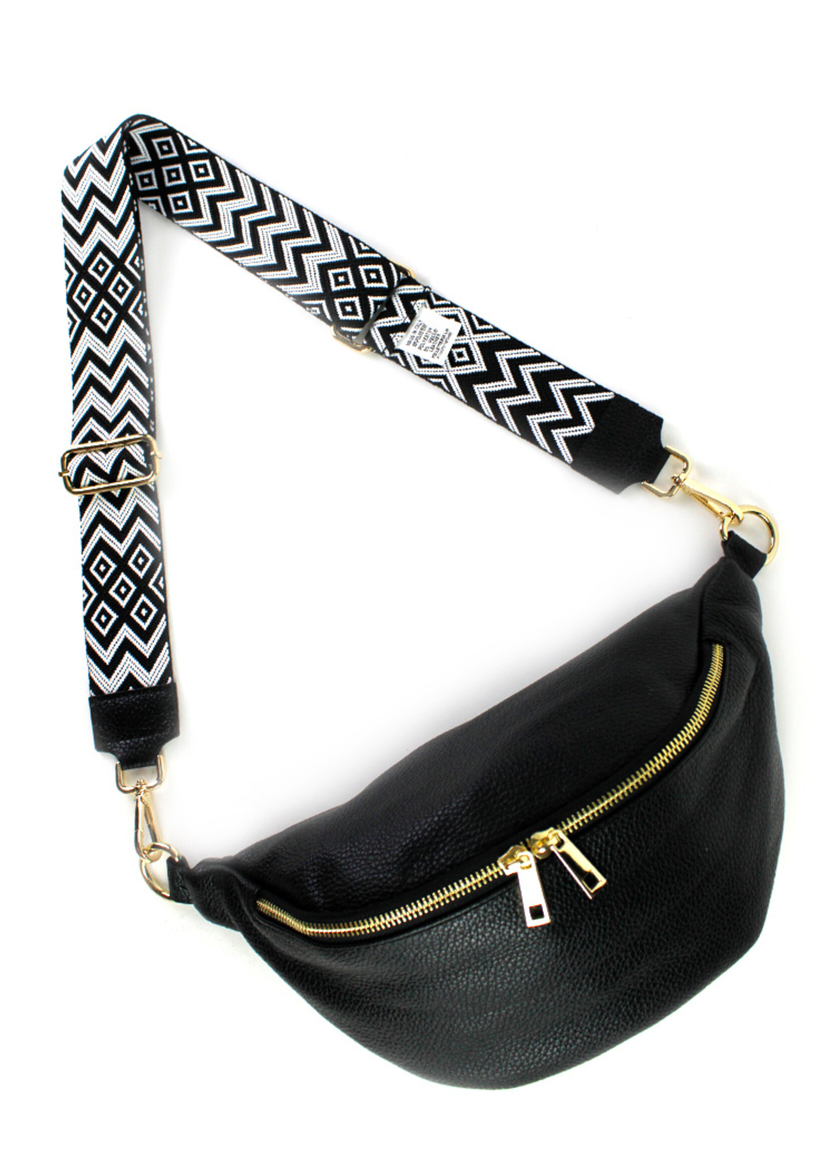 Leren heuptas Yumi Zwart - SET ZIGZAG