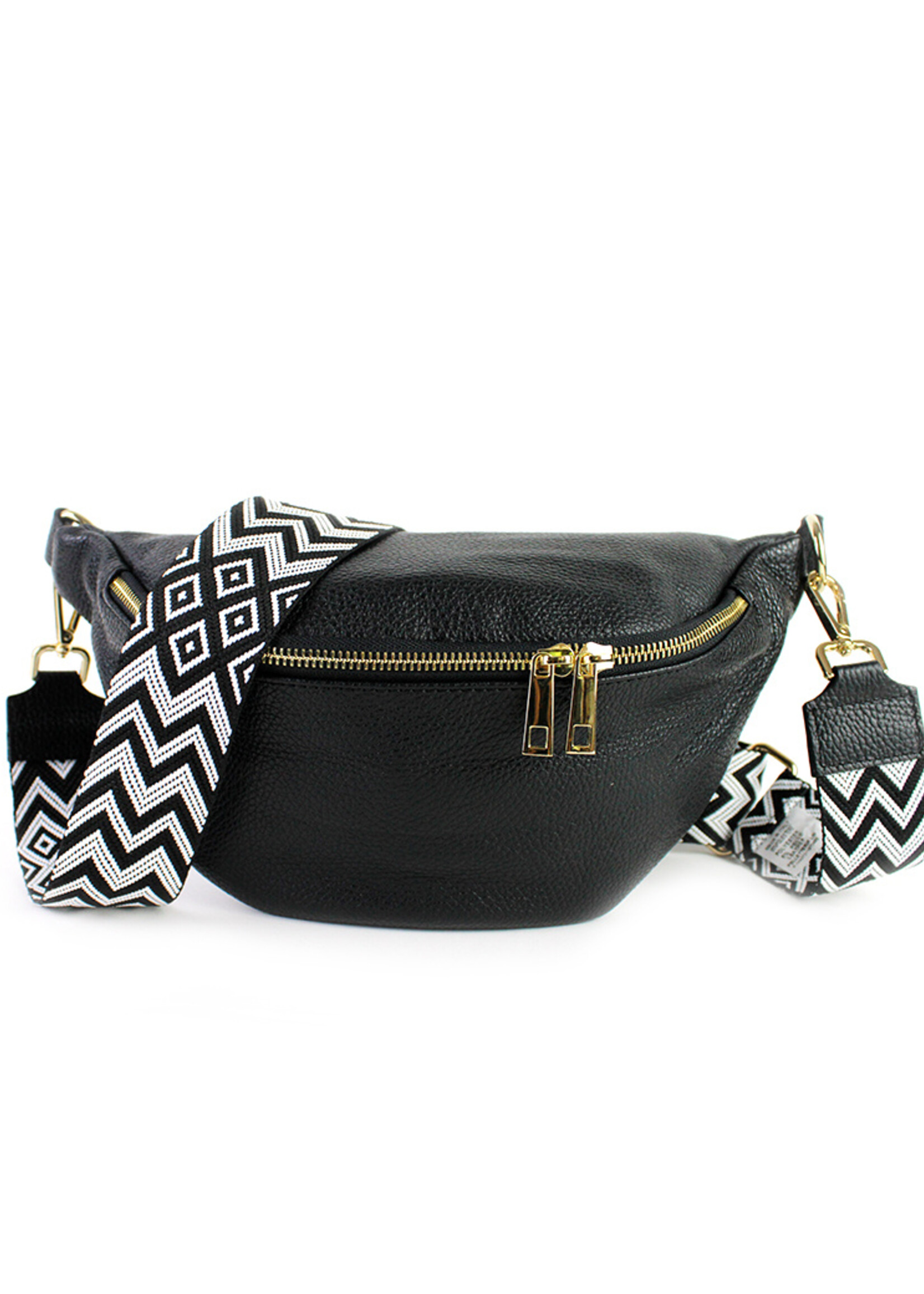 Leren heuptas Yumi Zwart - SET ZIGZAG