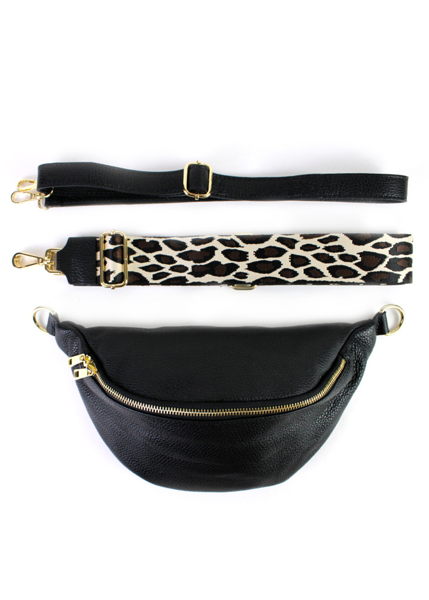 Leren heuptas Yumi Zwart - SET PANTER