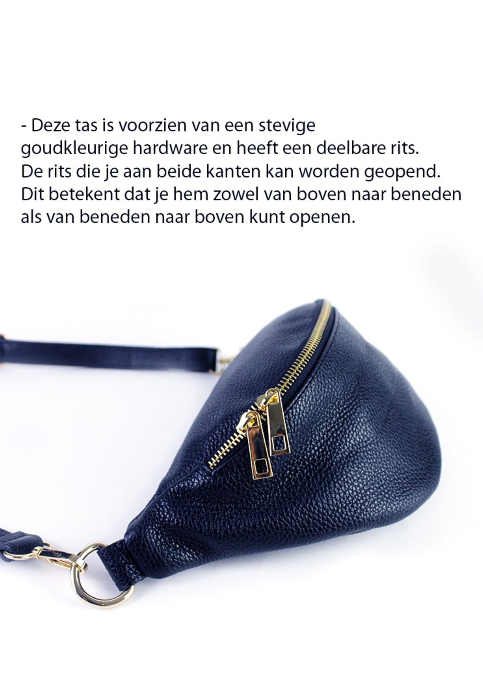 Leren heuptas Yumi Donkerblauw - SET Zigzag