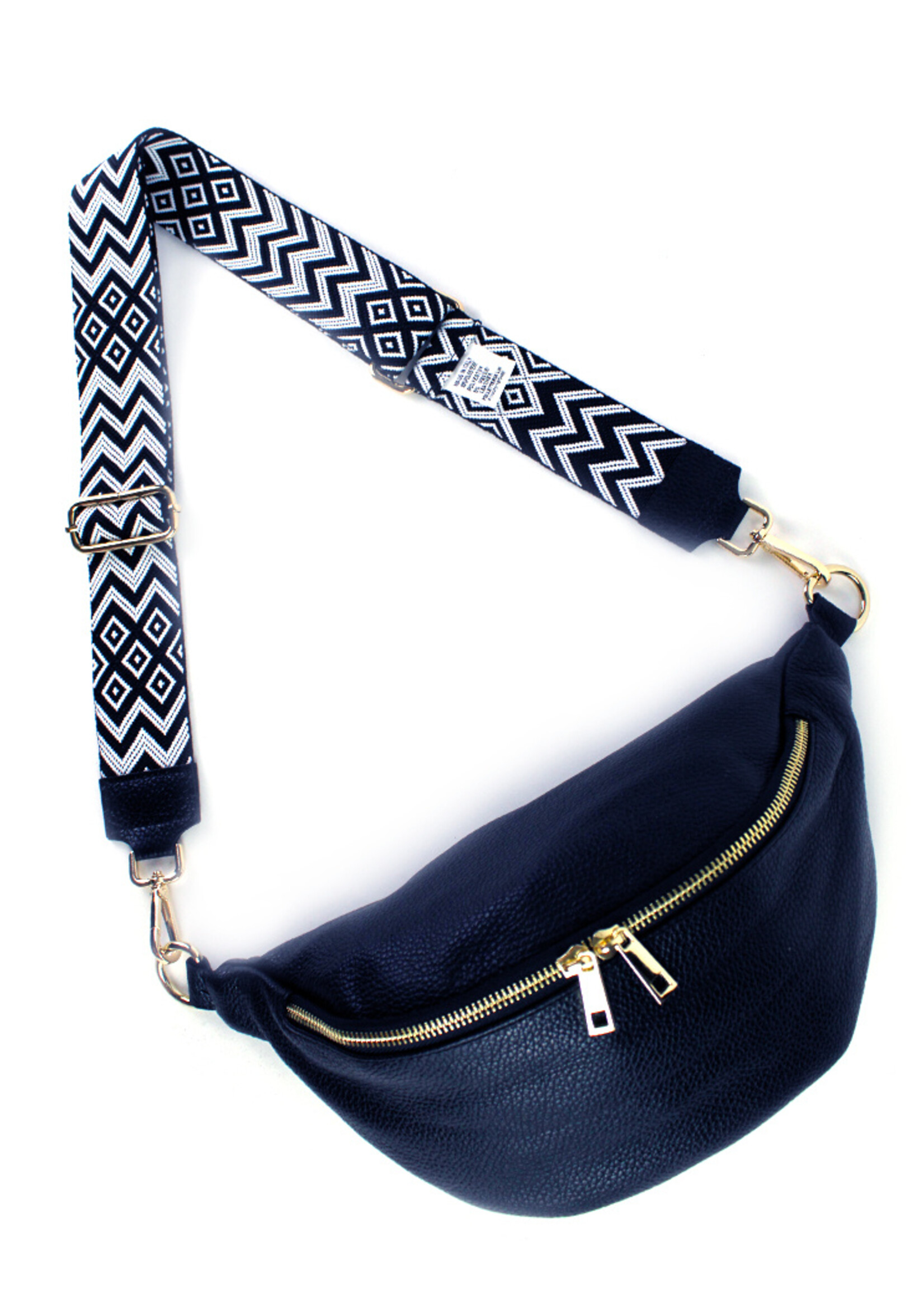 Leren heuptas Yumi Donkerblauw - SET Zigzag