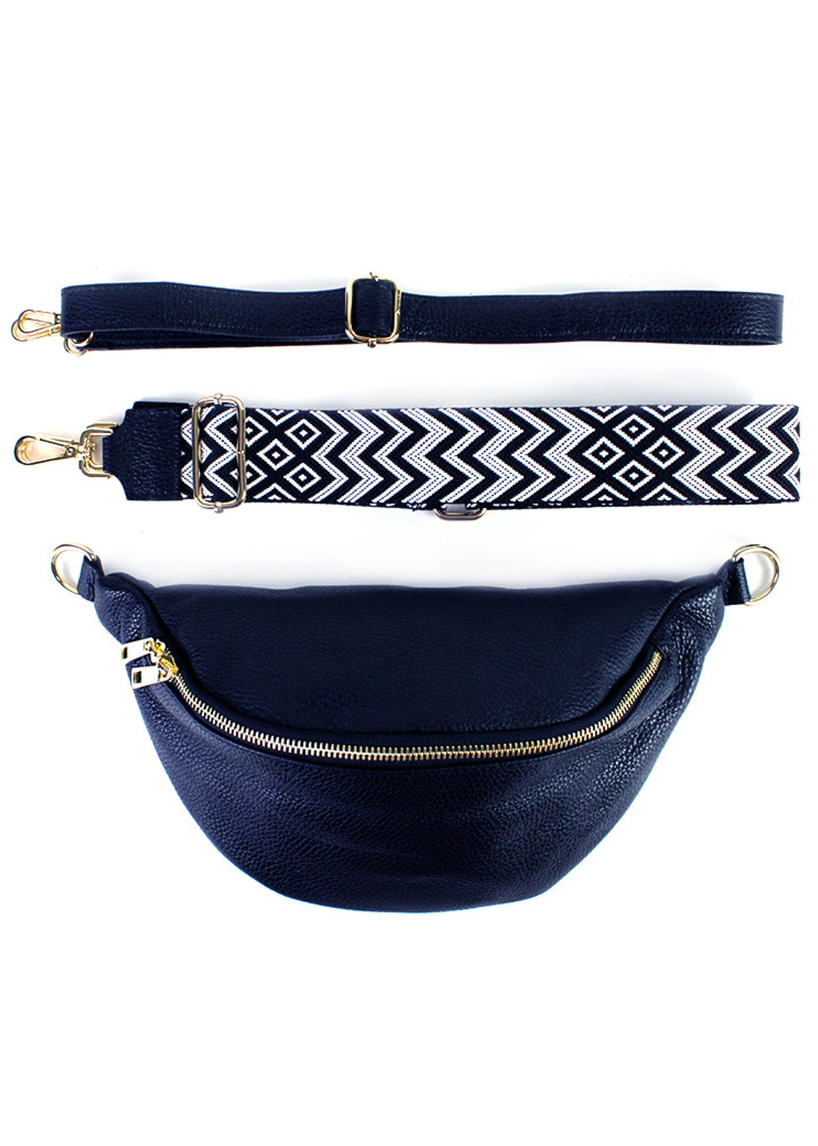 Leren heuptas Yumi Donkerblauw - SET Zigzag