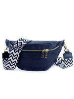 Leren heuptas Yumi Donkerblauw - SET Zigzag