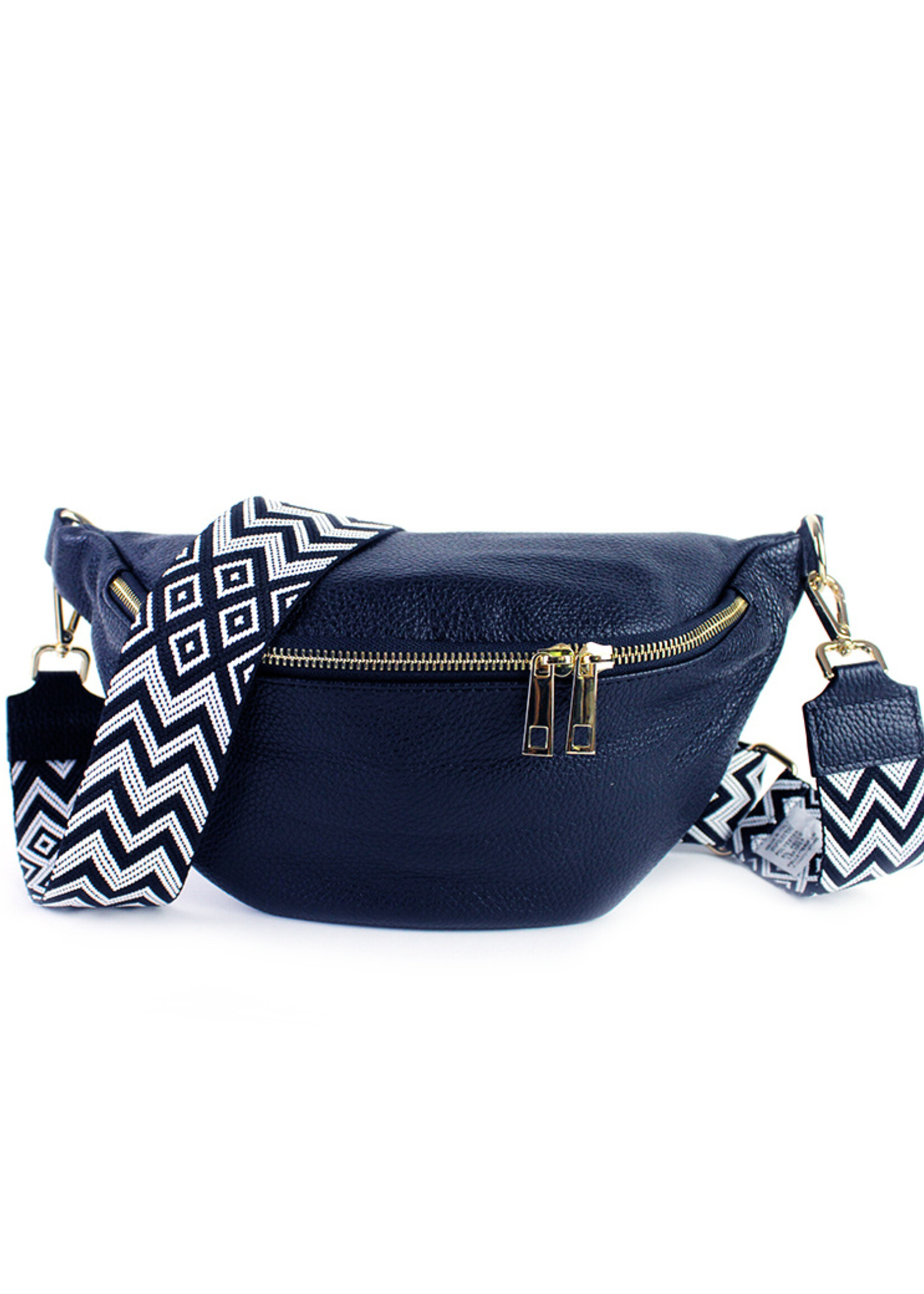 Leren heuptas Yumi Donkerblauw - SET Zigzag