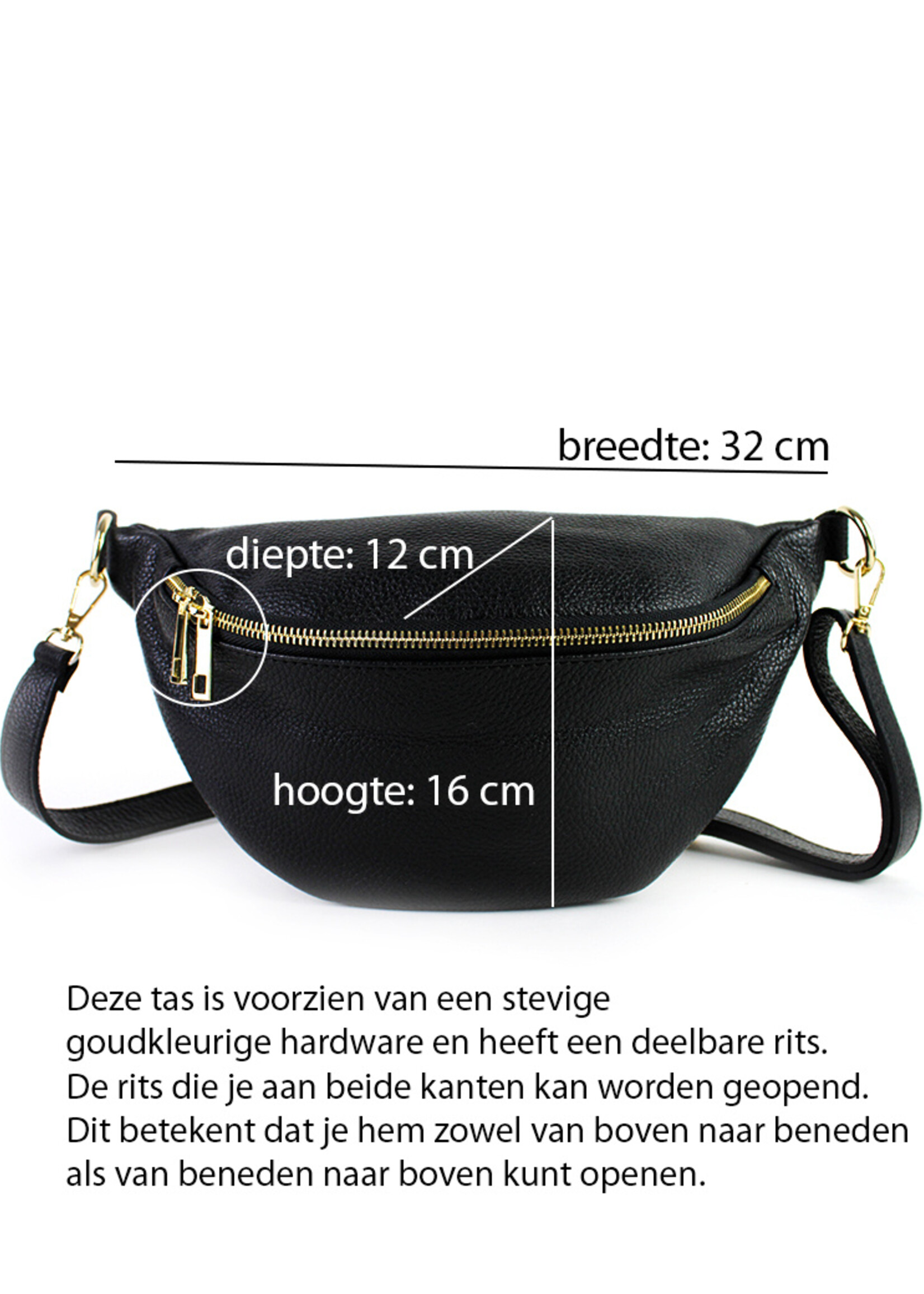 Leren heuptas Yumi Donkerblauw - SET Zigzag
