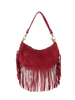 Suede Schoudertas | Franjes | Bordeaux