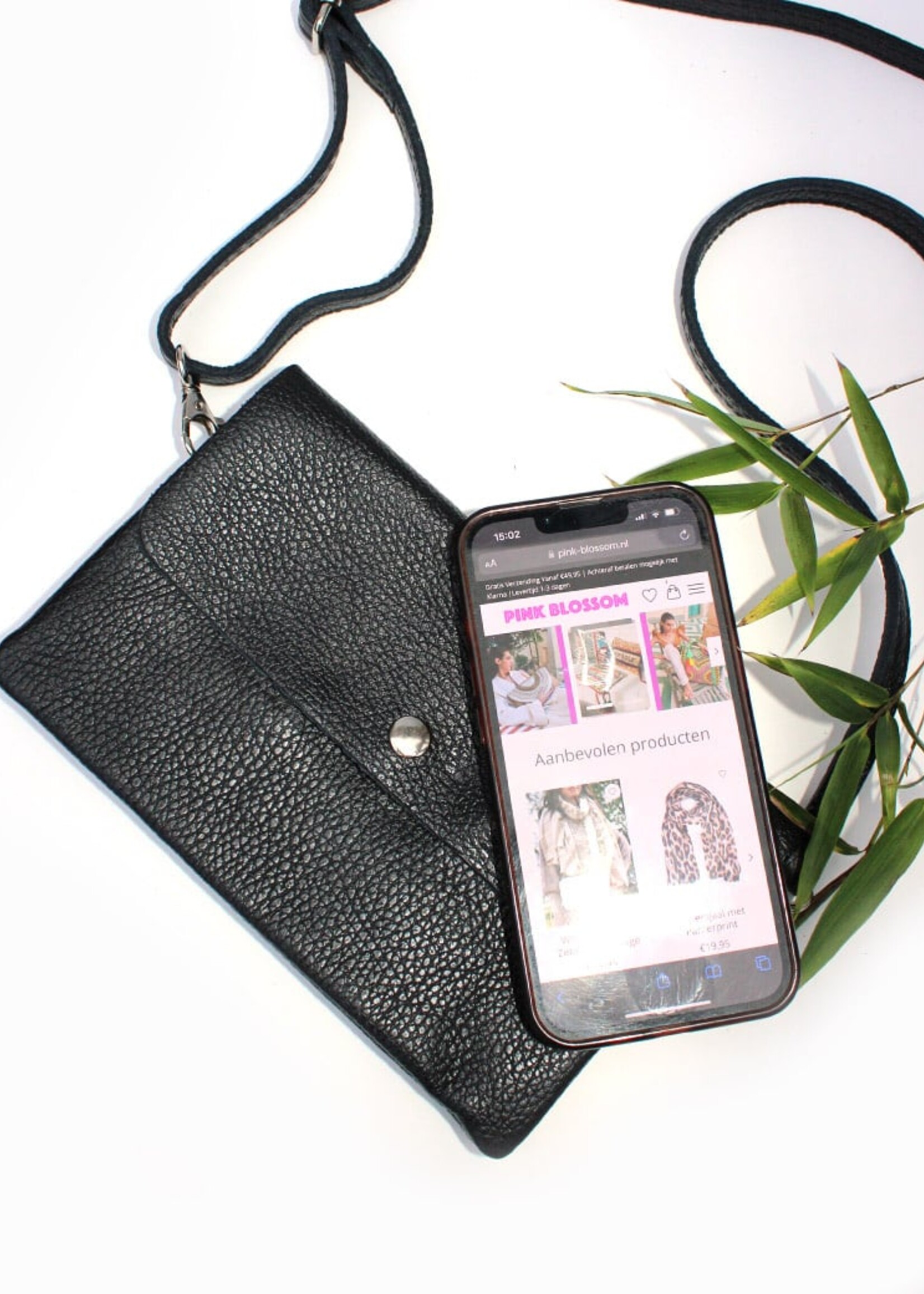 Leren schoudertas Marèn | Koffie