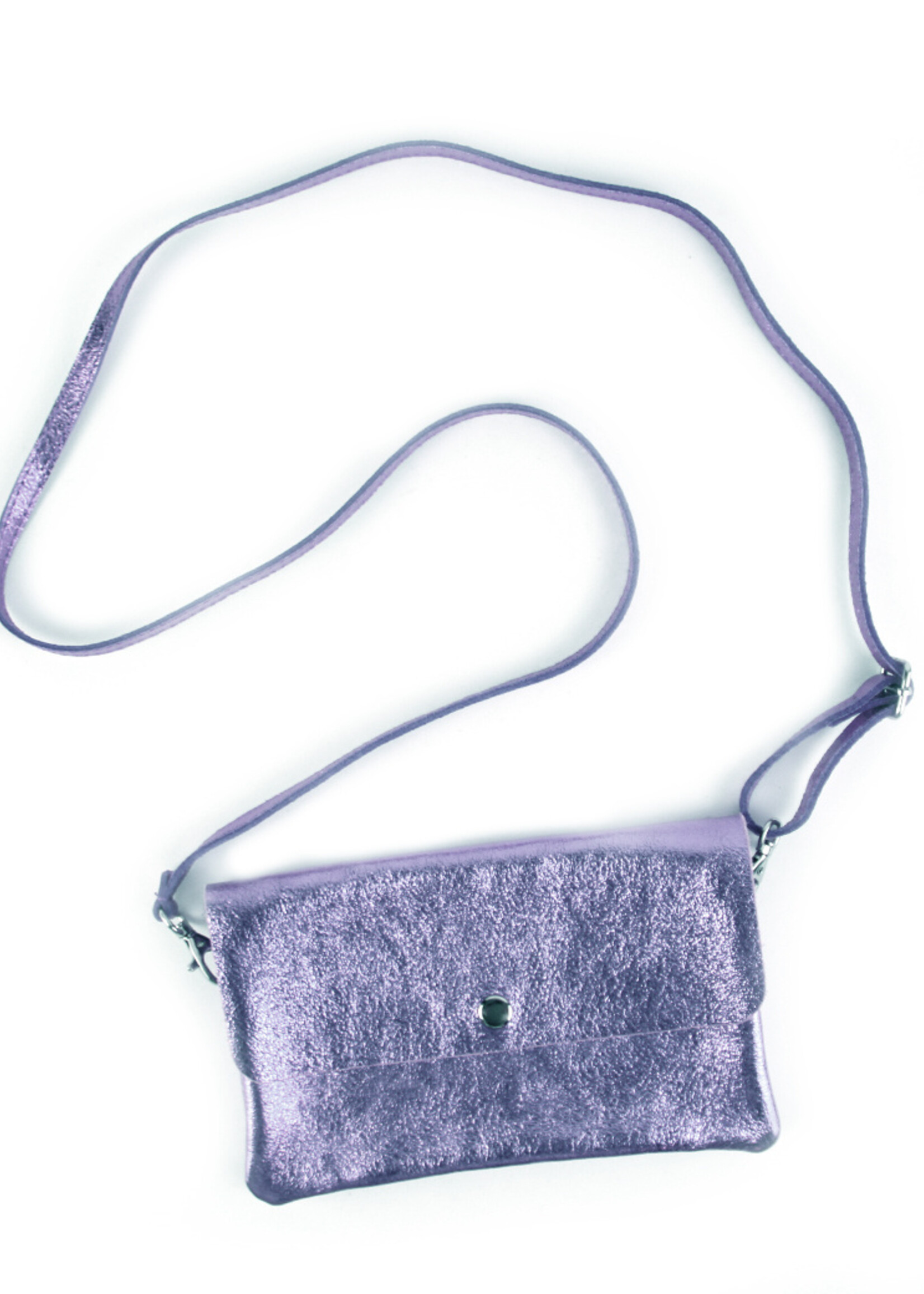 Leren metallic schoudertas Marèn | Koffie