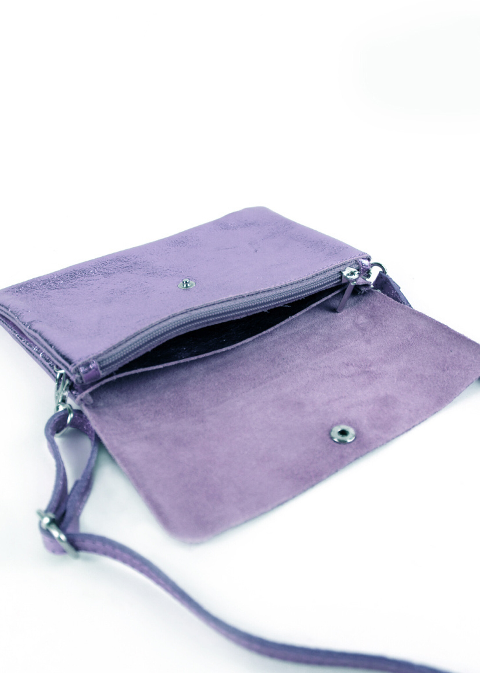 Leren metallic schoudertas Marèn | Bordeaux