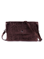 Leren metallic schoudertas Marèn | Koffie