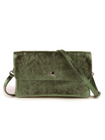 Leren metallic schoudertas Marèn | Olijfgroen