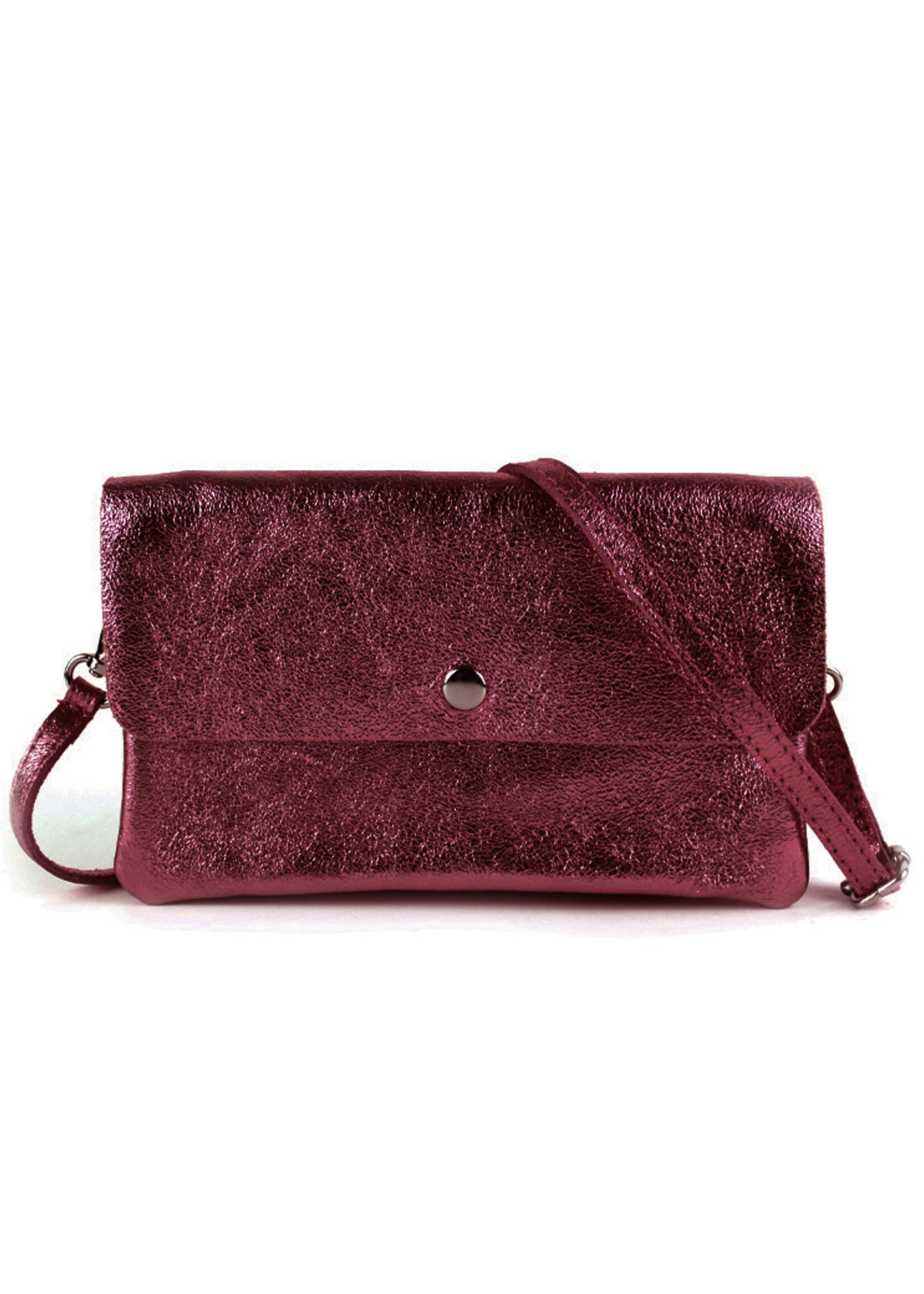 Leren metallic schoudertas Marèn | Bordeaux