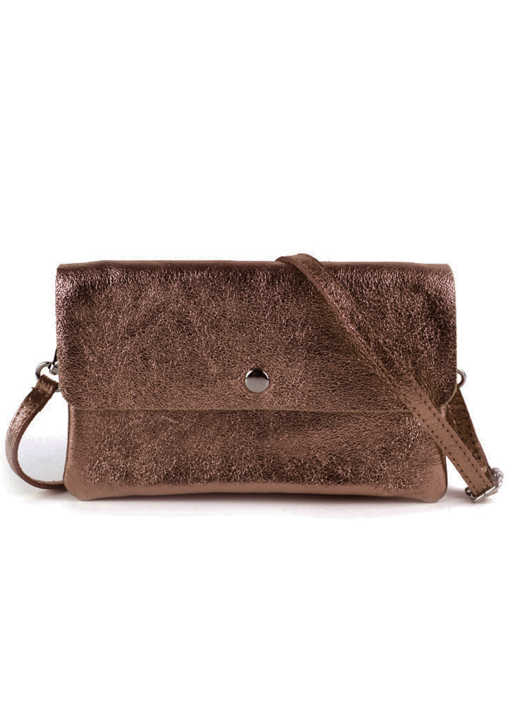 Leren metallic schoudertas Marèn | Koper