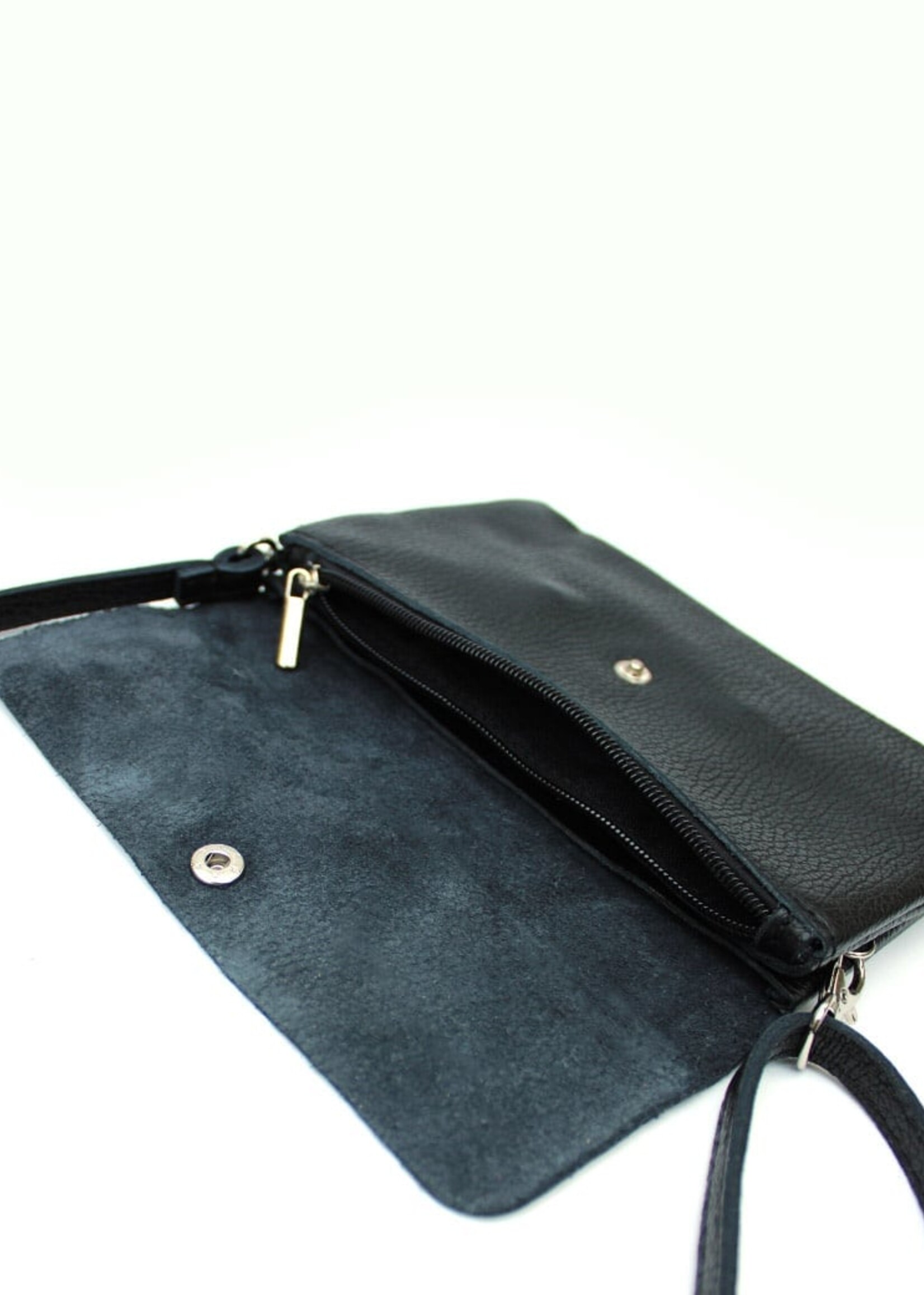 Leren schoudertas Marèn | Donkerblauw