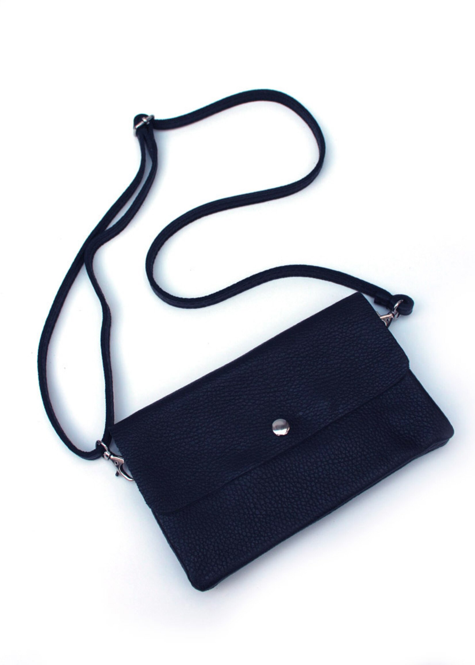 Leren schoudertas Marèn | Donkerblauw