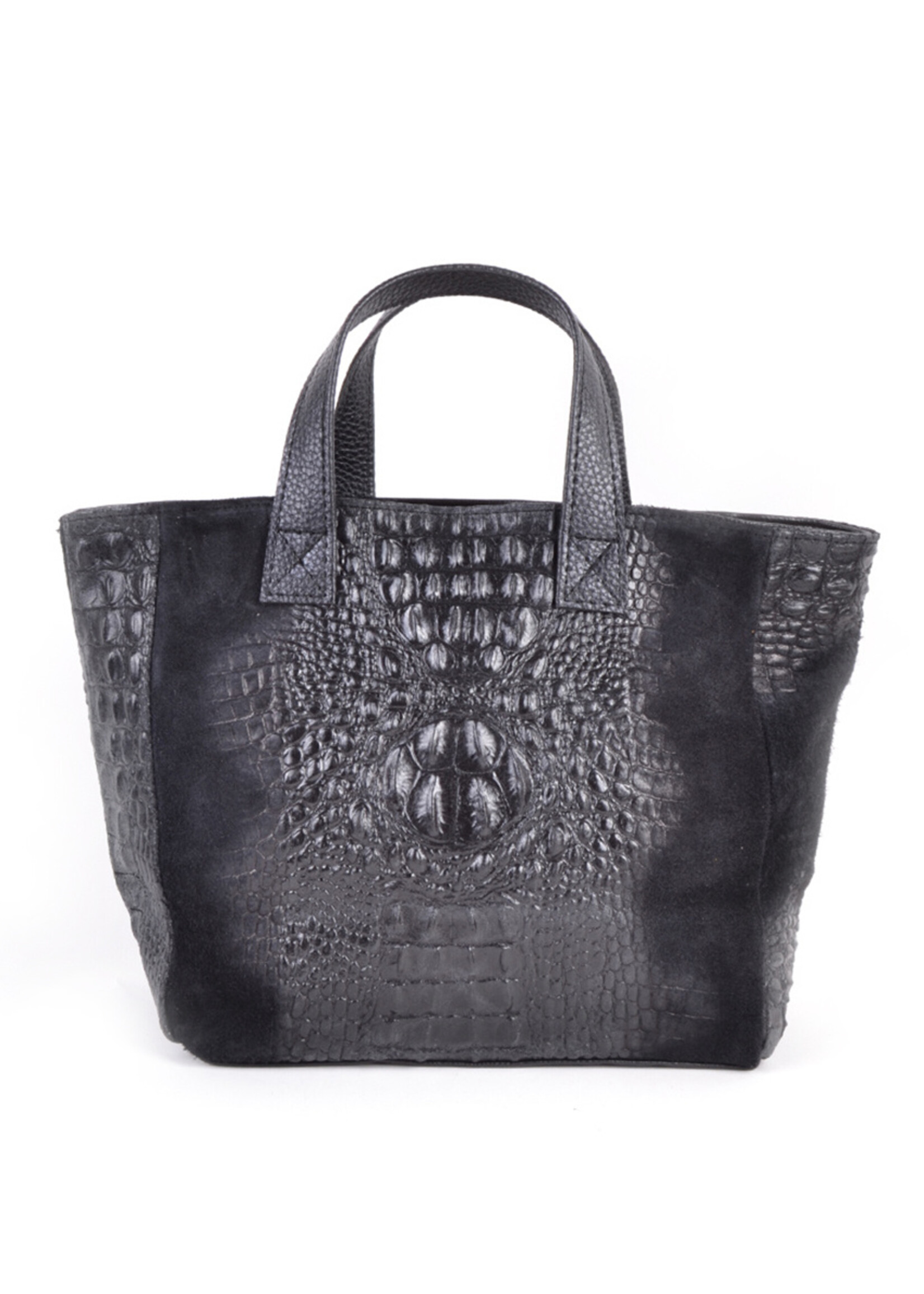 Suede handtas Kroko Helena  Zwart