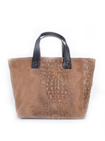 Suede handtas Kroko Helena  Donkertaupe