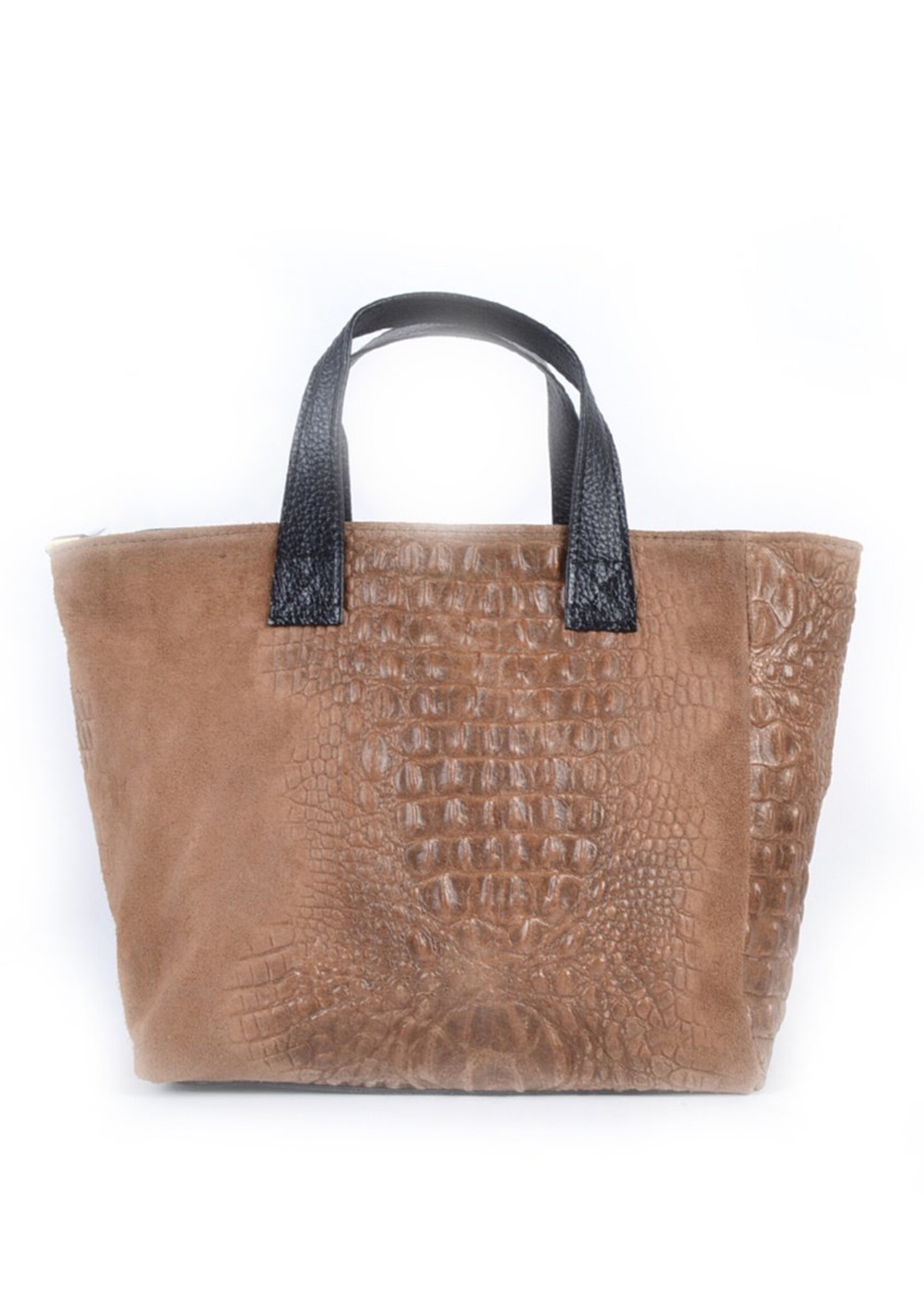 Suede handtas Kroko Helena  Donkertaupe